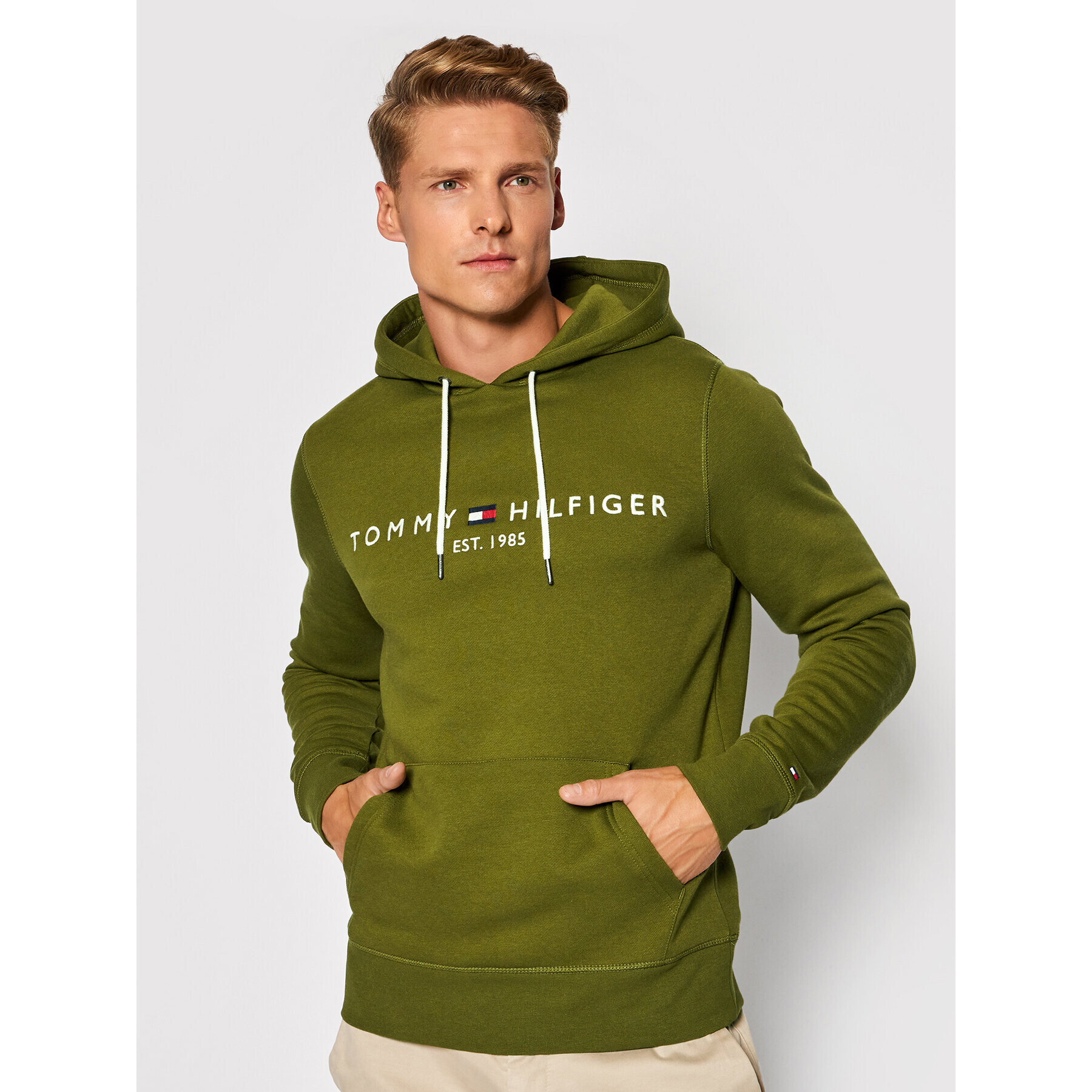 Tommy Hilfiger Bluză Logo MW0MW11599 Verde Regular Fit - Pled.ro