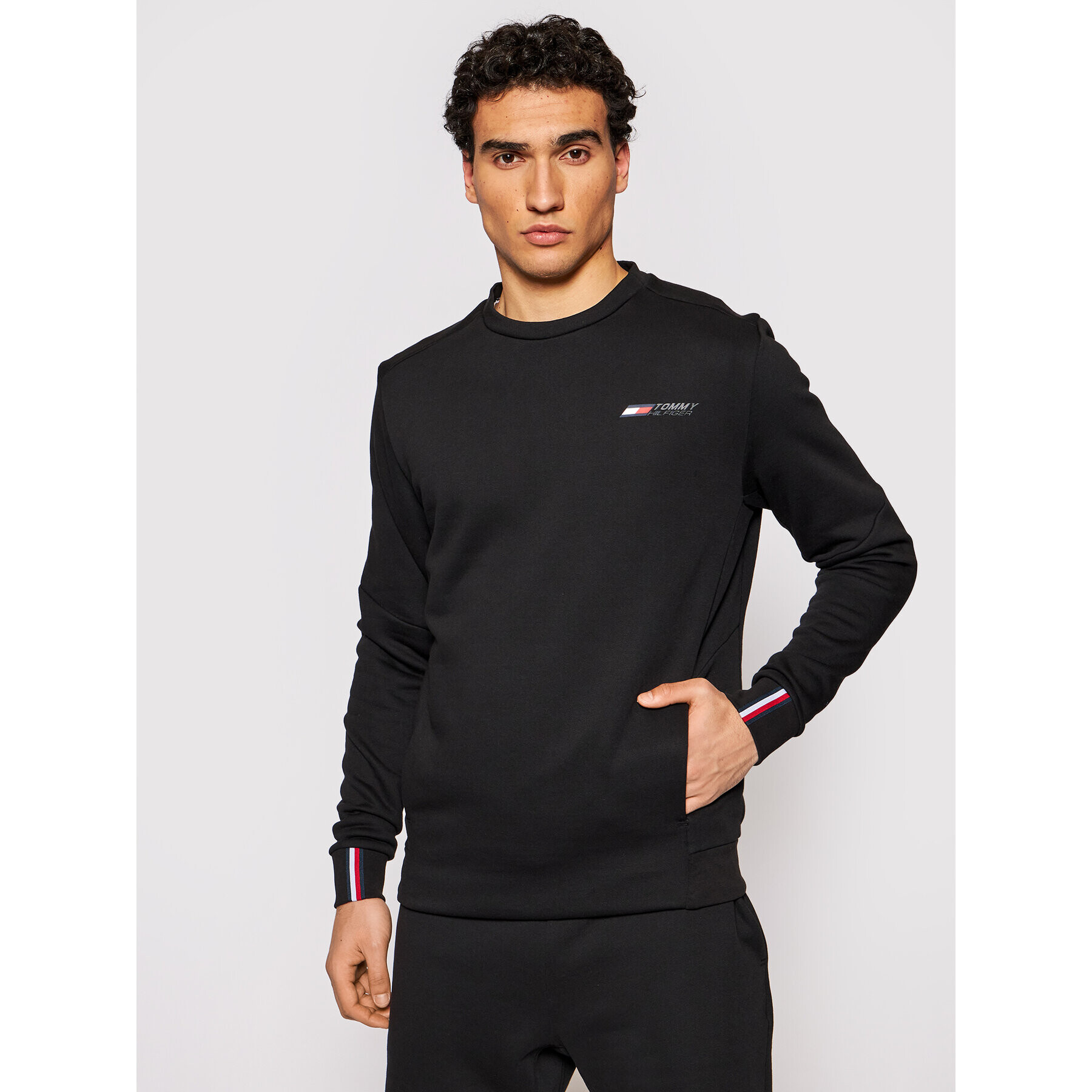 Tommy Hilfiger Bluză Logo MW0MW17237 Negru Relaxed Fit - Pled.ro