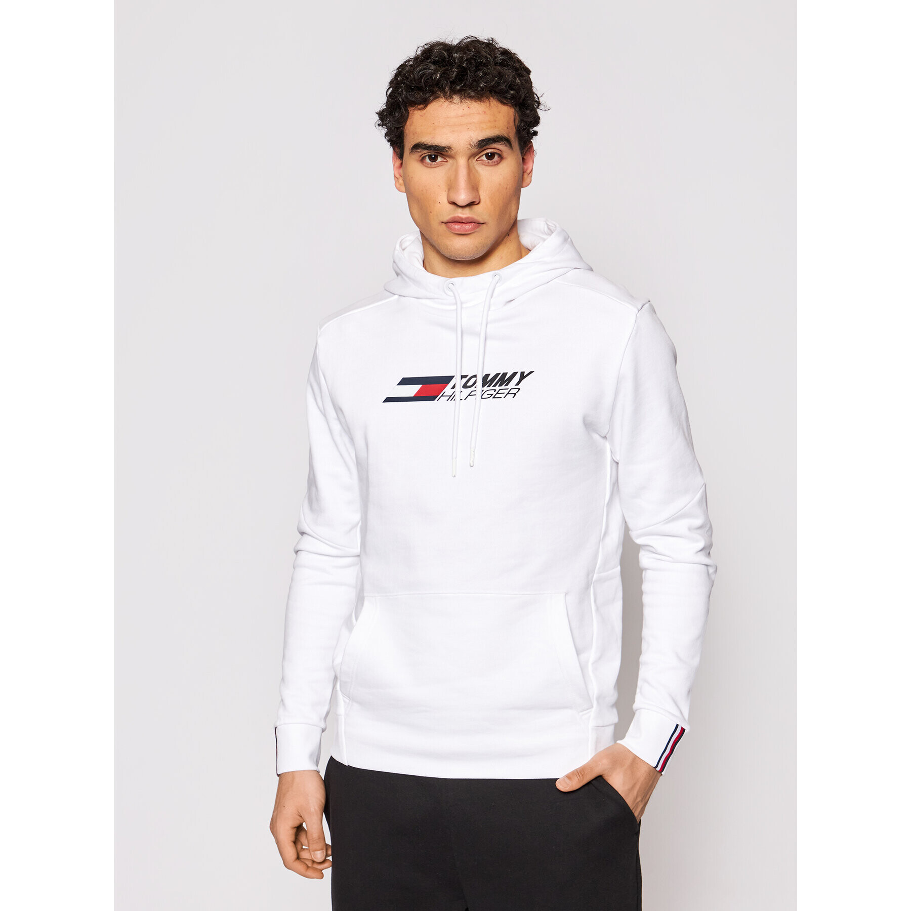 Tommy Hilfiger Bluză Logo MW0MW17255 Alb Relaxed Fit - Pled.ro