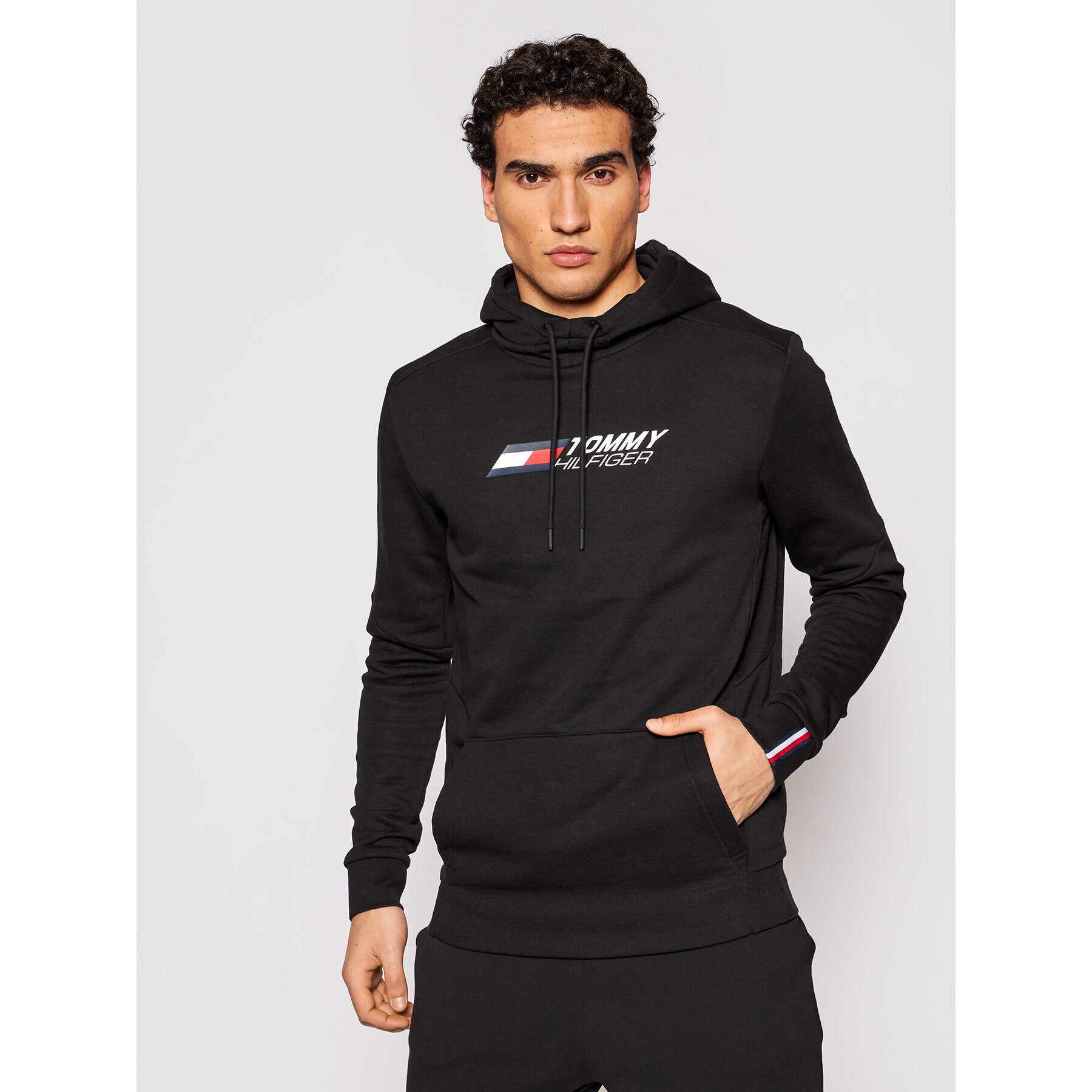 Tommy Hilfiger Bluză Logo MW0MW17255 Negru Relaxed Fit - Pled.ro