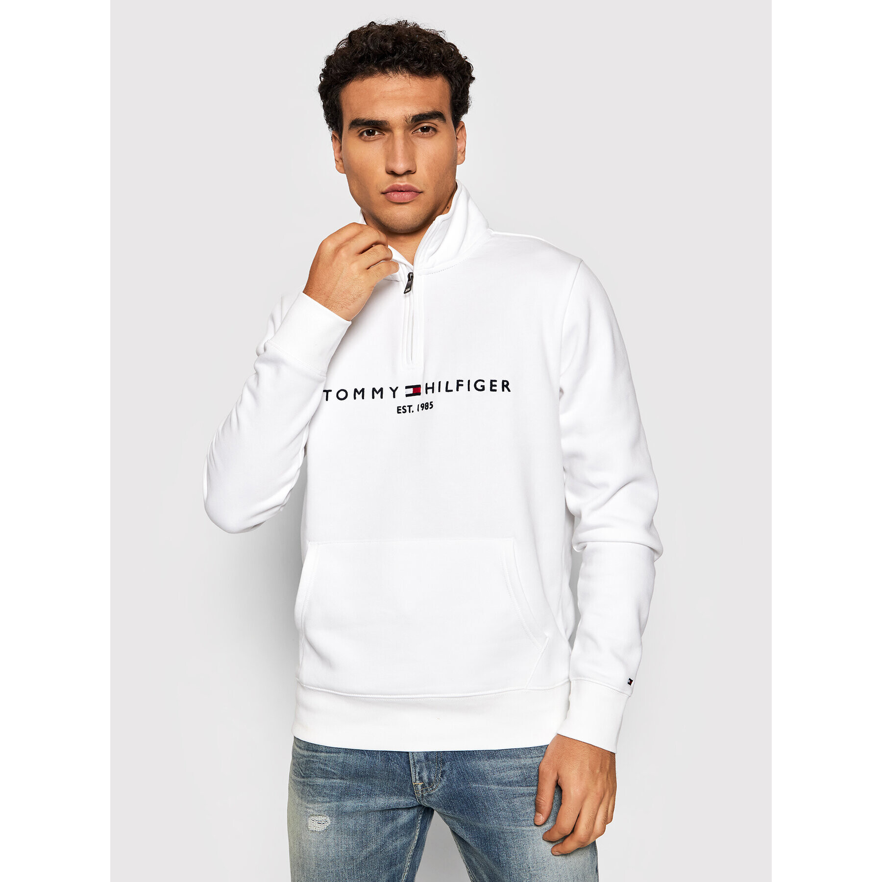 Tommy Hilfiger Bluză Logo MW0MW20954 Alb Regular Fit - Pled.ro