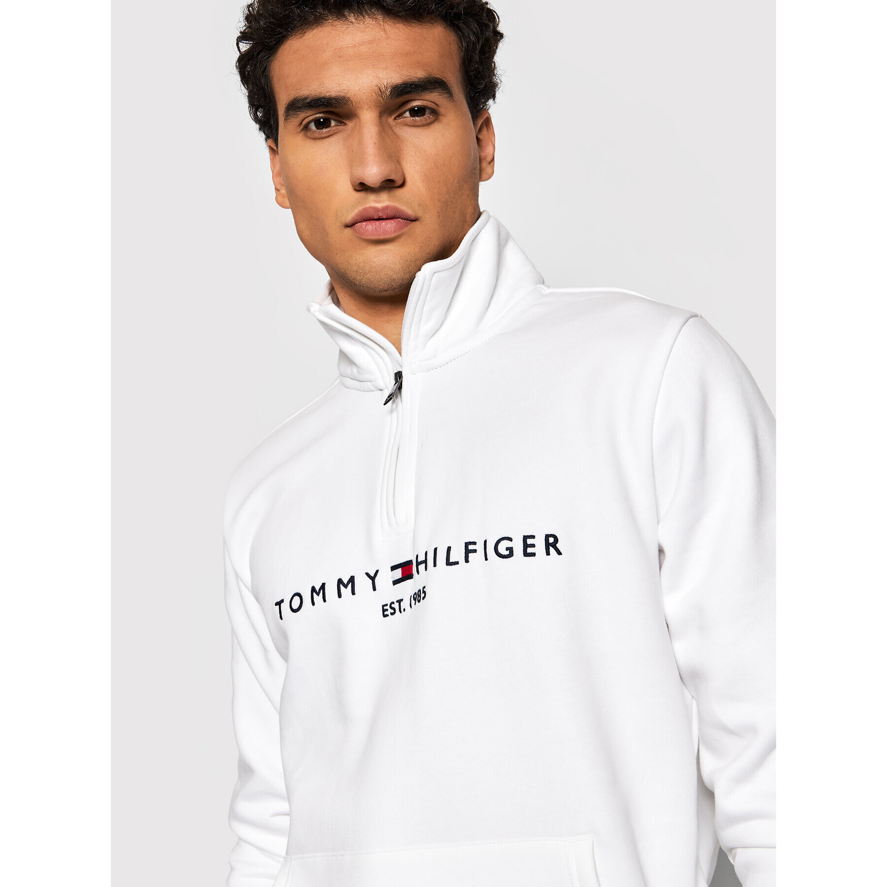 Tommy Hilfiger Bluză Logo MW0MW20954 Alb Regular Fit - Pled.ro