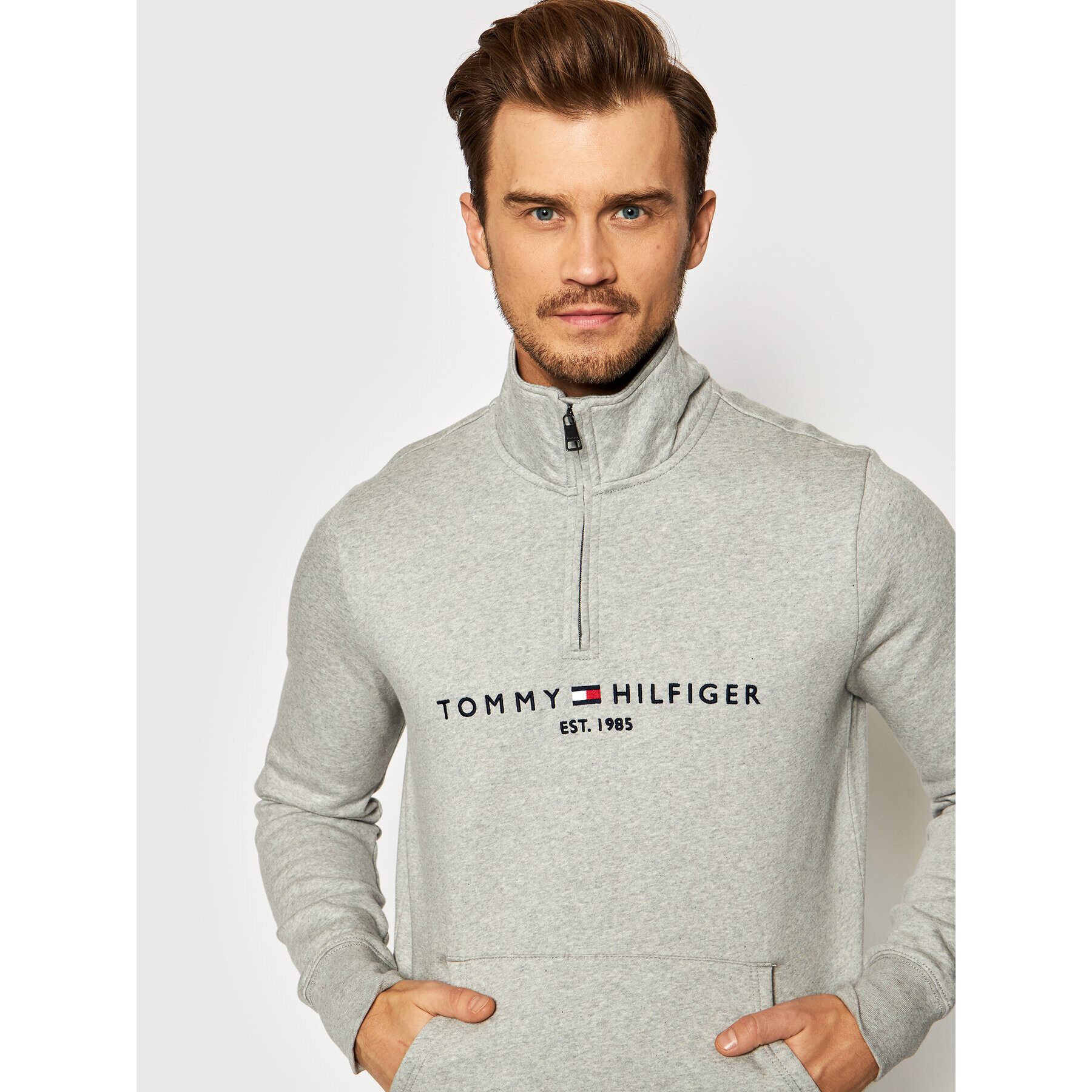 Tommy Hilfiger Bluză Logo MW0MW20954 Gri Regular Fit - Pled.ro