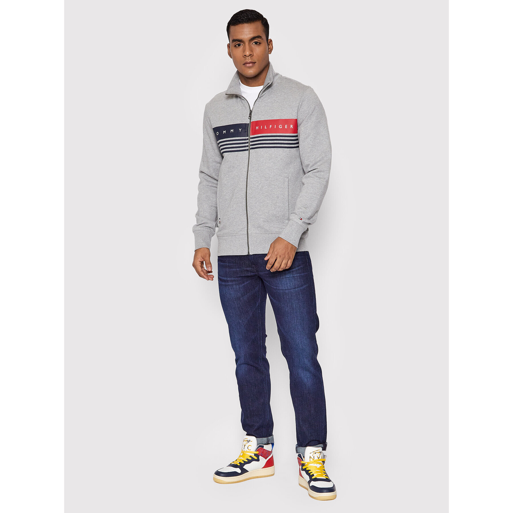 Tommy Hilfiger Bluză Logo MW0MW21094 Gri Regular Fit - Pled.ro