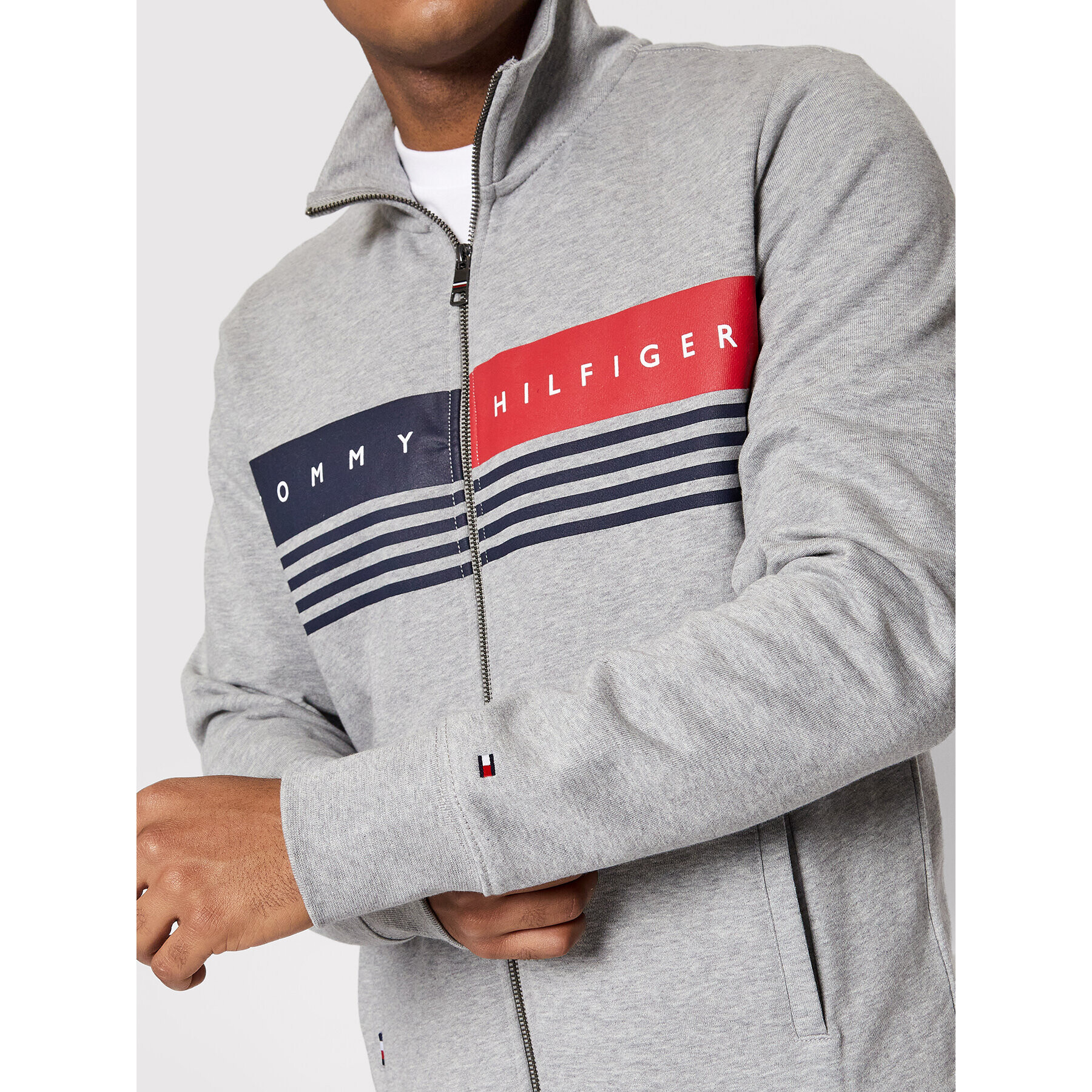 Tommy Hilfiger Bluză Logo MW0MW21094 Gri Regular Fit - Pled.ro