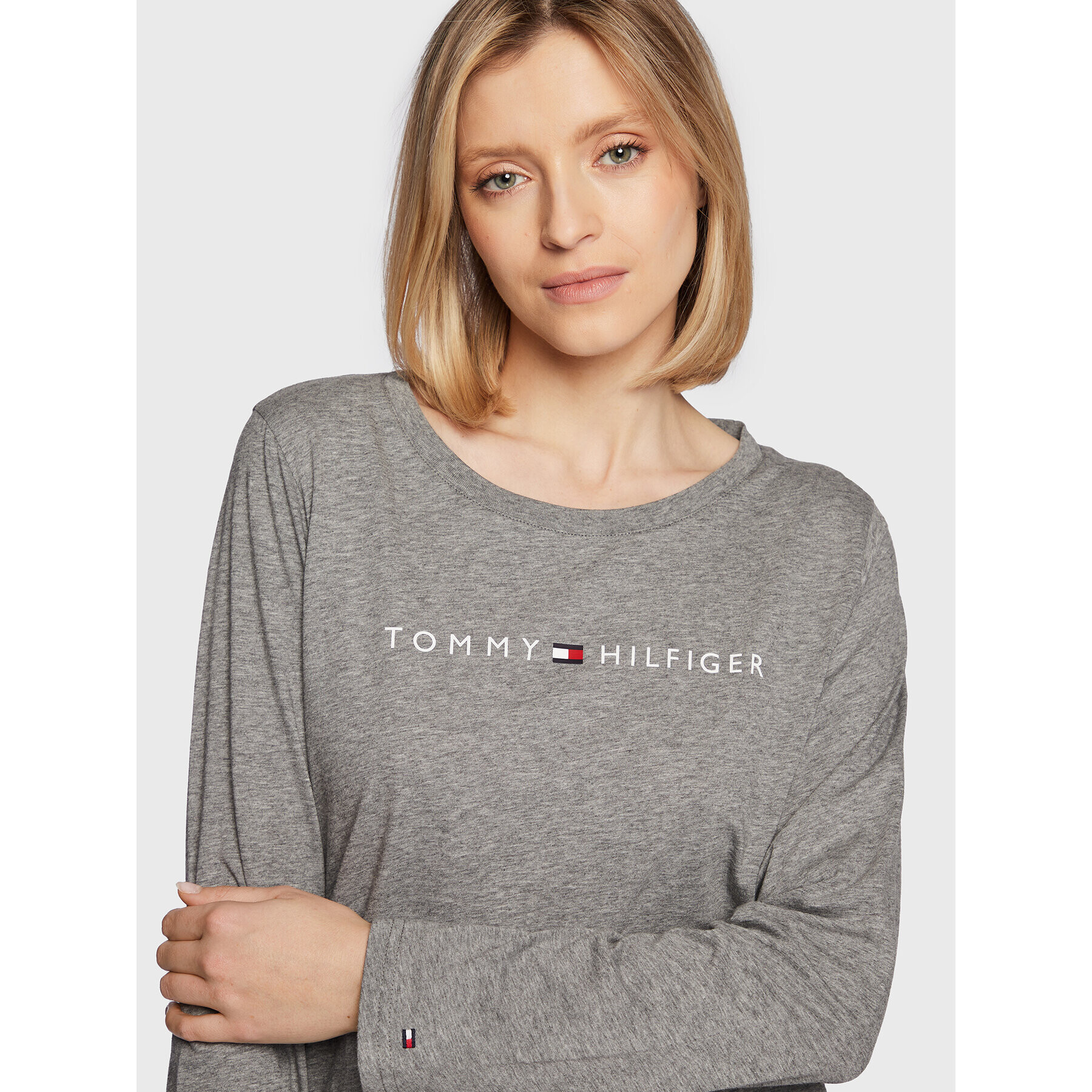 Tommy Hilfiger Bluză Logo UW0UW01910 Gri Regular Fit - Pled.ro