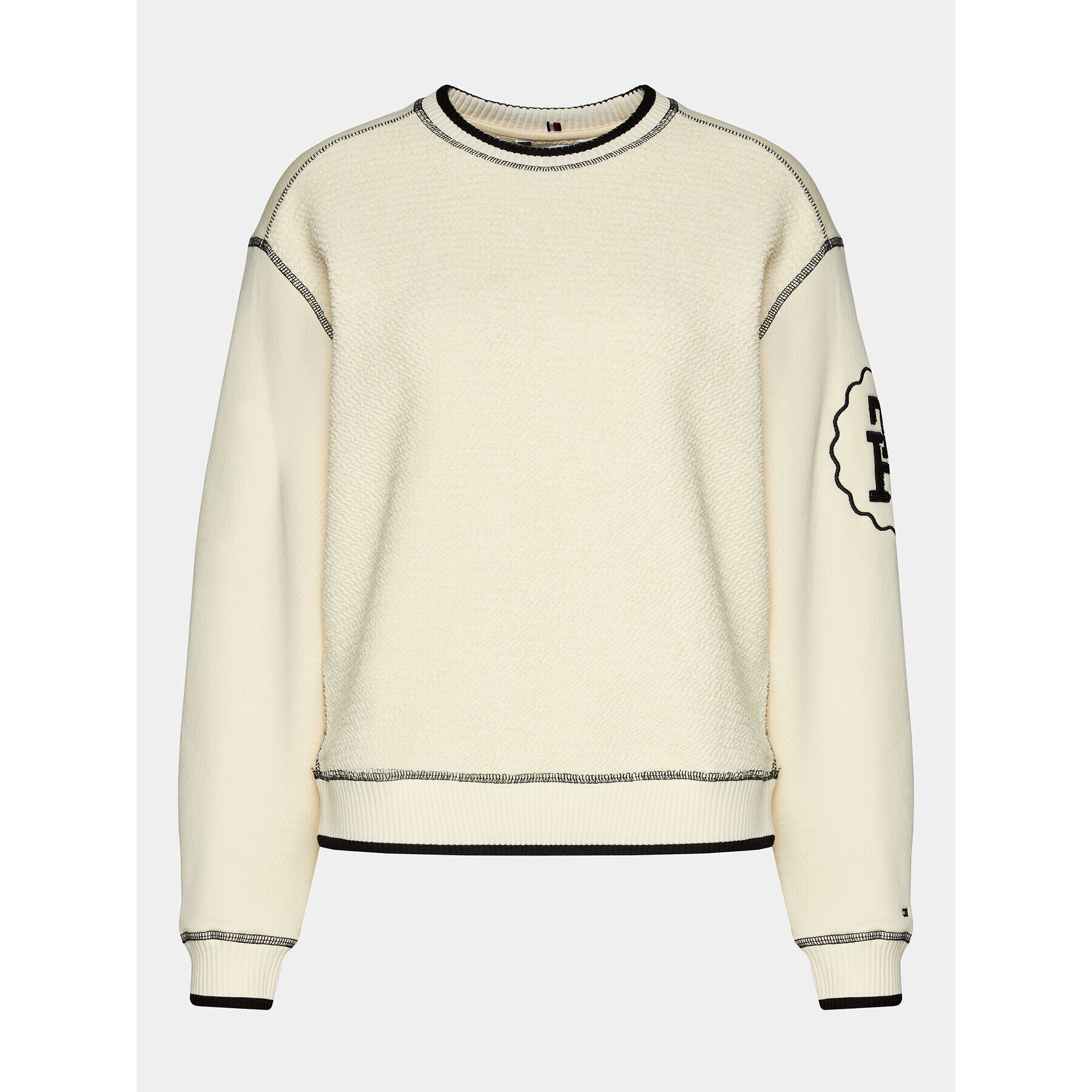 Tommy Hilfiger Bluză Lrg Smd Texture C-Nk Sweatshirt WW0WW40575 Écru Regular Fit - Pled.ro