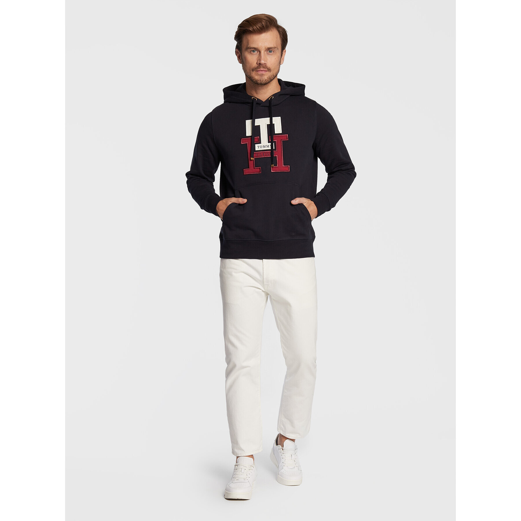 Tommy Hilfiger Bluză Lux Monogram MW0MW28187 Bleumarin Regular Fit - Pled.ro