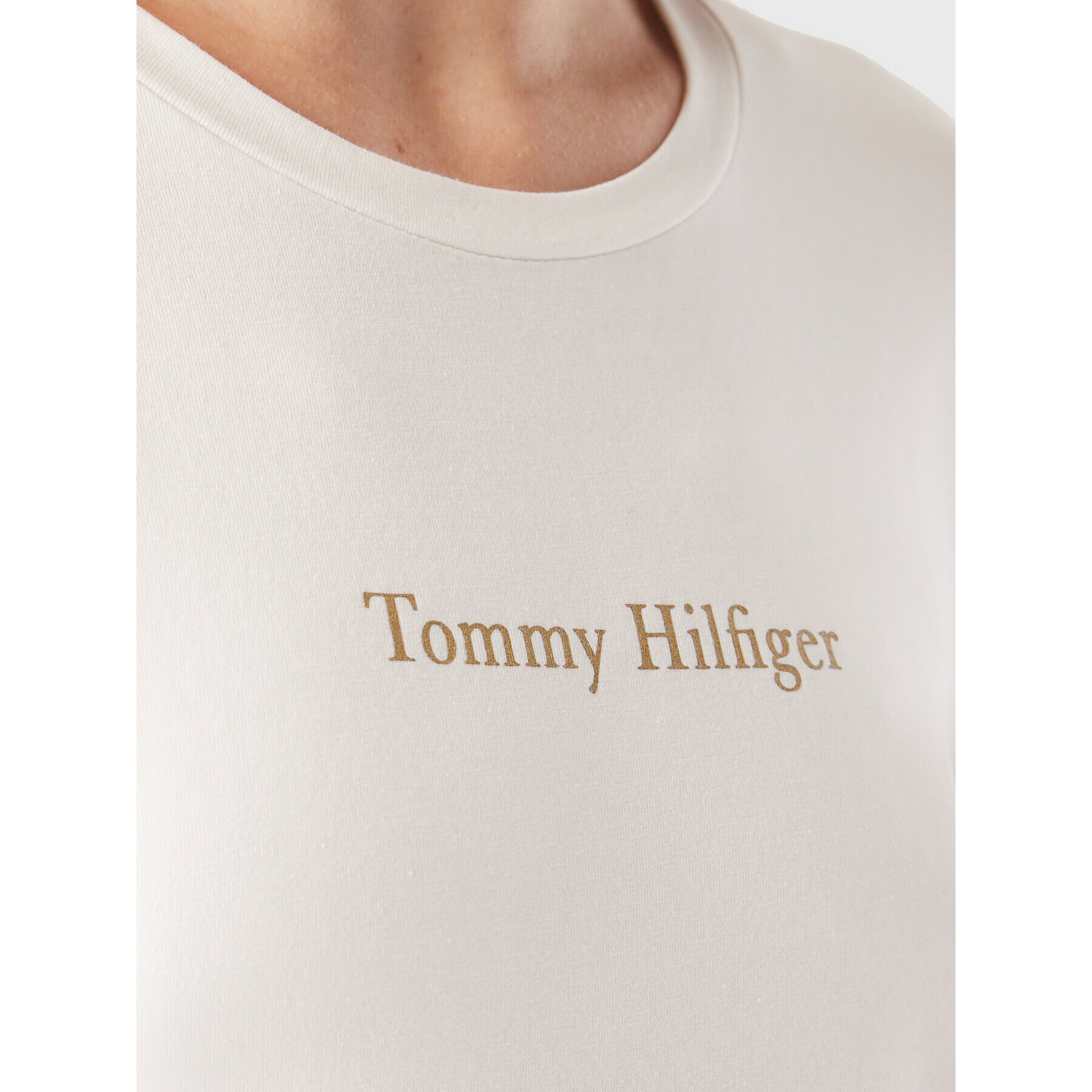 Tommy Hilfiger Bluză Metallic WW0WW37545 Alb Slim Fit - Pled.ro