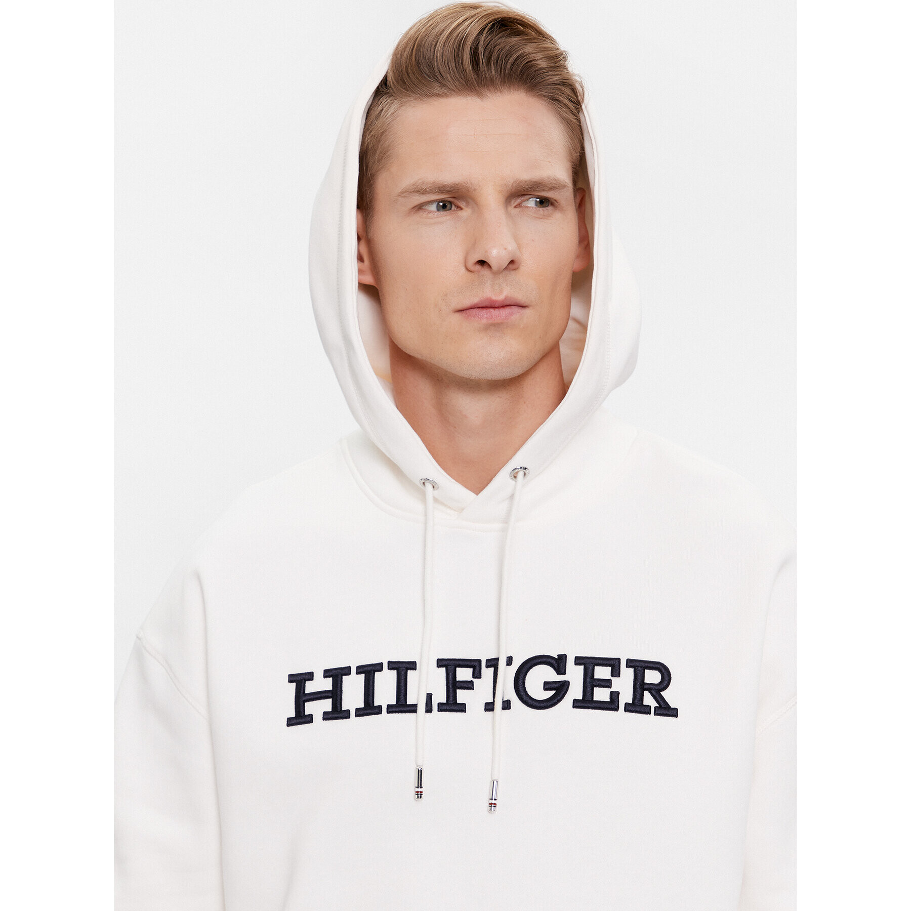 Tommy Hilfiger Bluză Monotype Embro MW0MW33062 Alb Regular Fit - Pled.ro