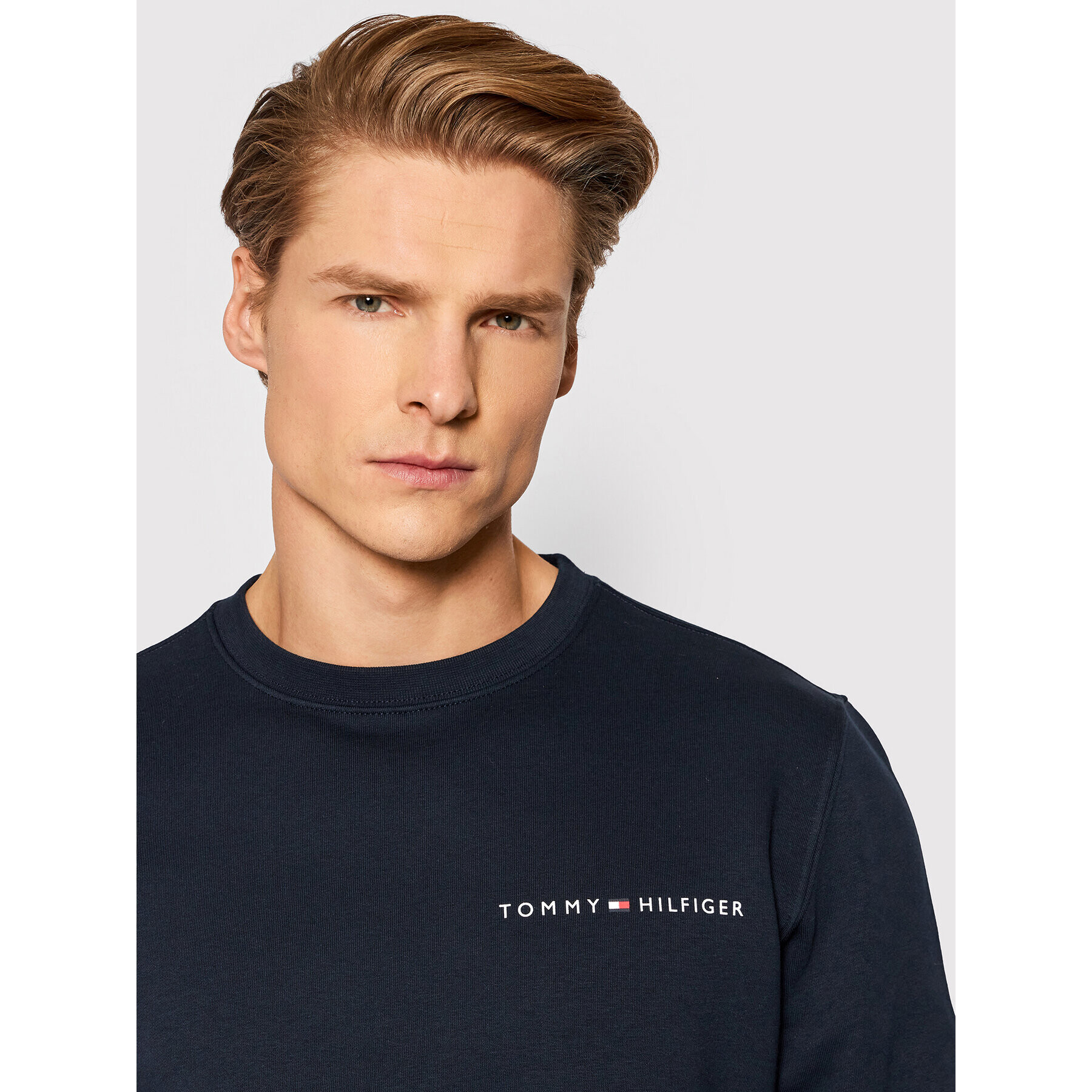 Tommy Hilfiger Bluză Multi Placement MW0MW22199 Bleumarin Regular Fit - Pled.ro