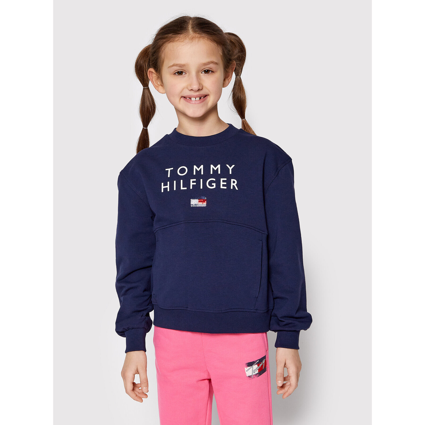 Tommy Hilfiger Bluză Pleated KG0KG06159 M Bleumarin Regular Fit - Pled.ro