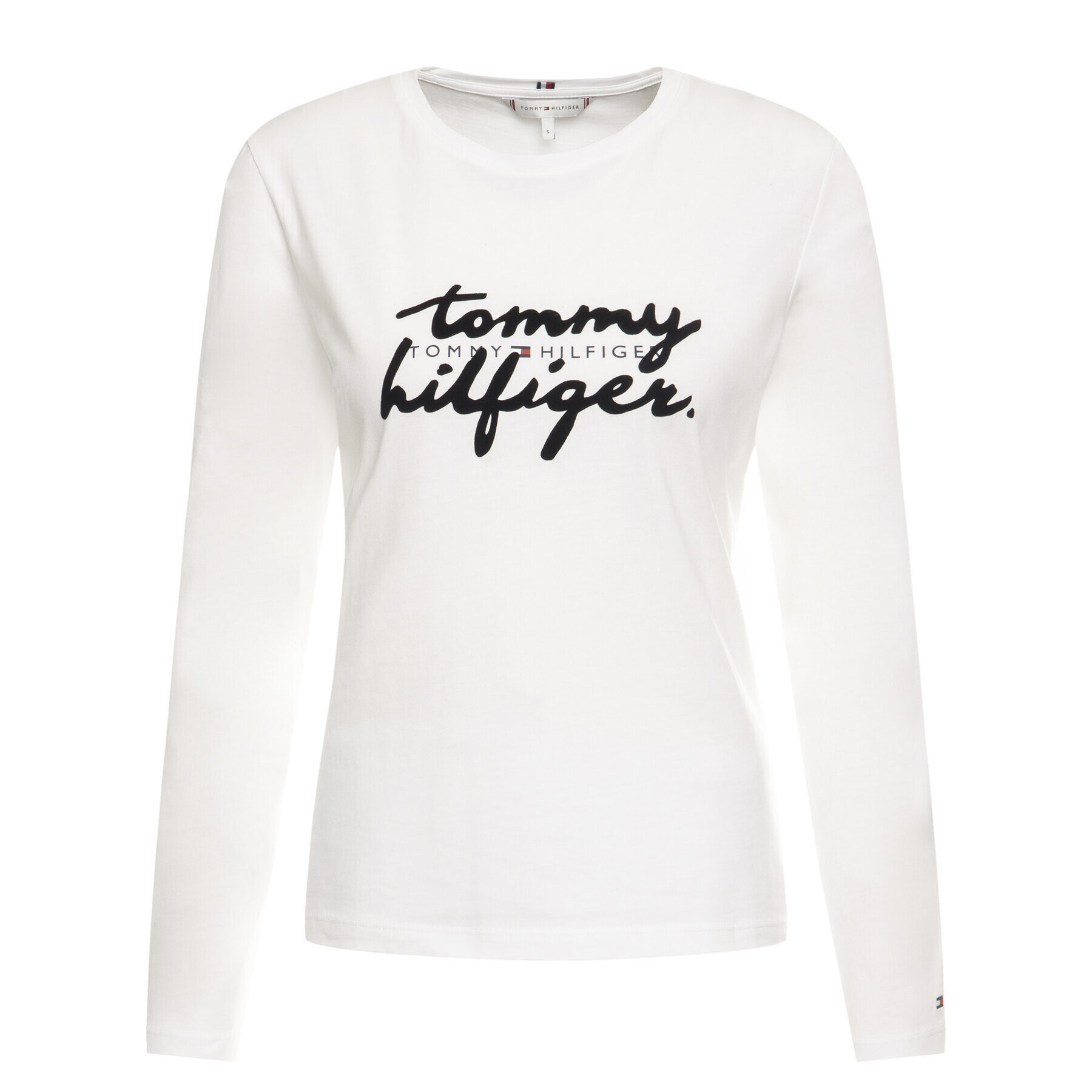 Tommy Hilfiger Bluză Romy C-Nk WW0WW26682 Alb Regular Fit - Pled.ro