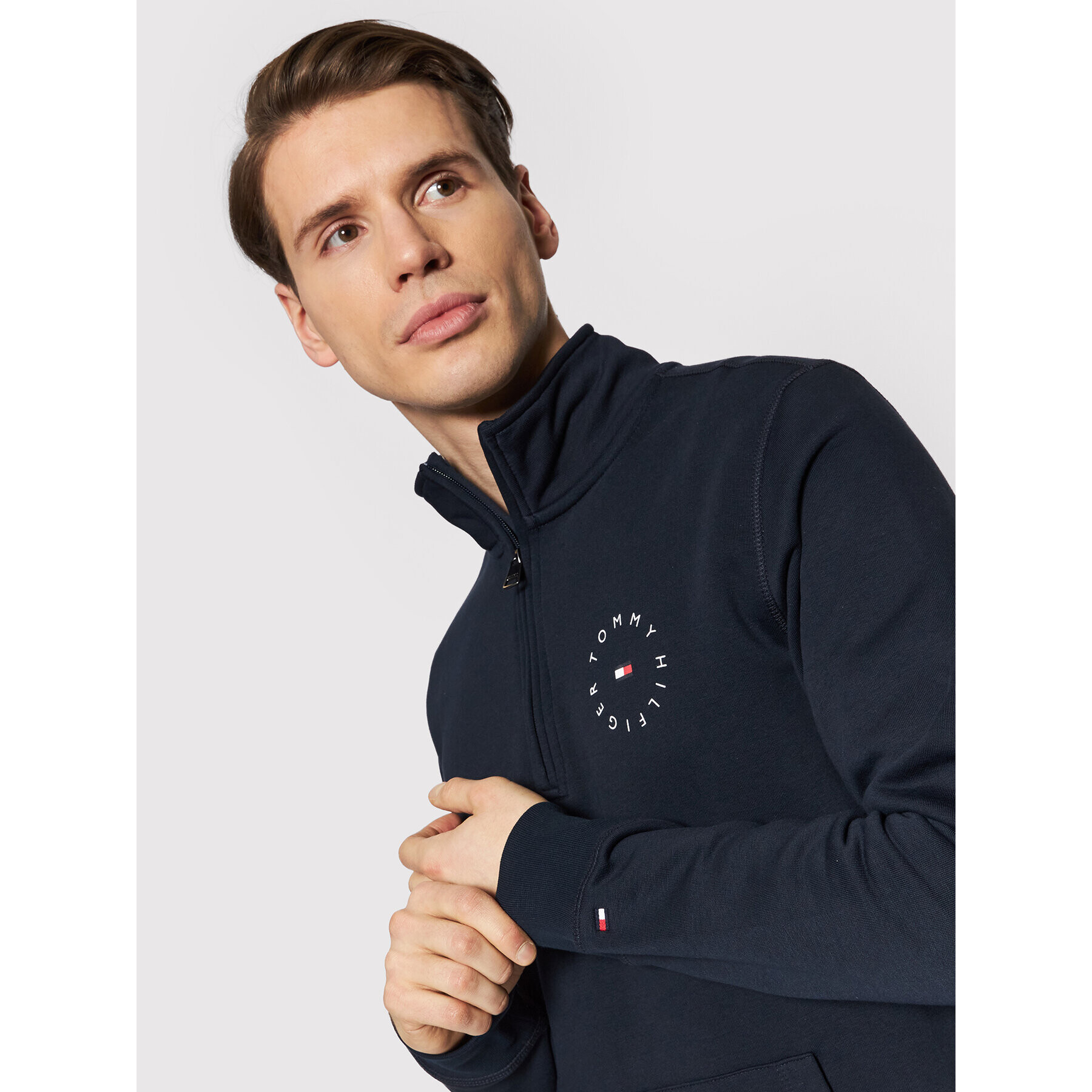 Tommy Hilfiger Bluză Roundall Graphic MW0MW22117 Bleumarin Regular Fit - Pled.ro