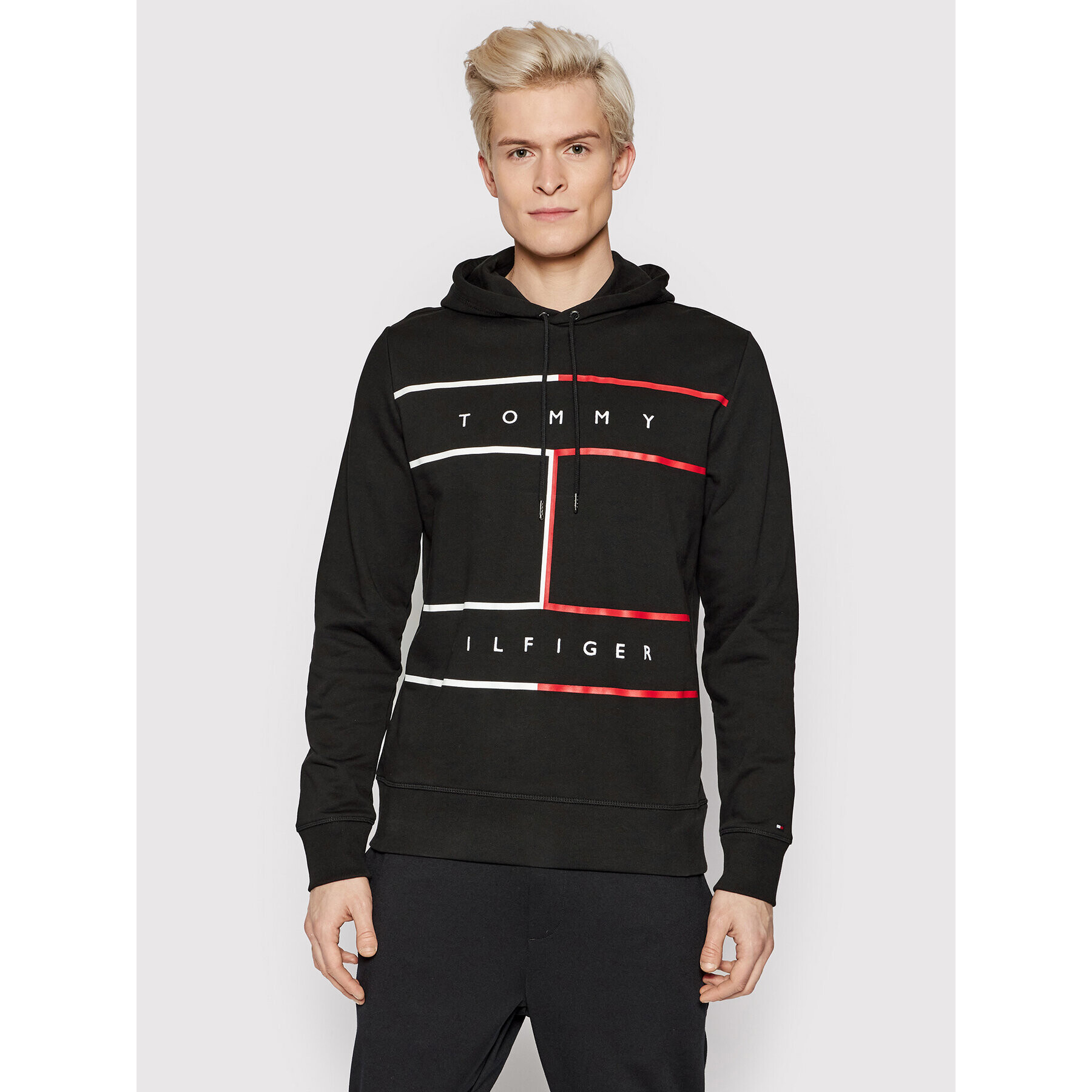 Tommy Hilfiger Bluză Rwb Flag MW0MW25048 Negru Regular Fit - Pled.ro