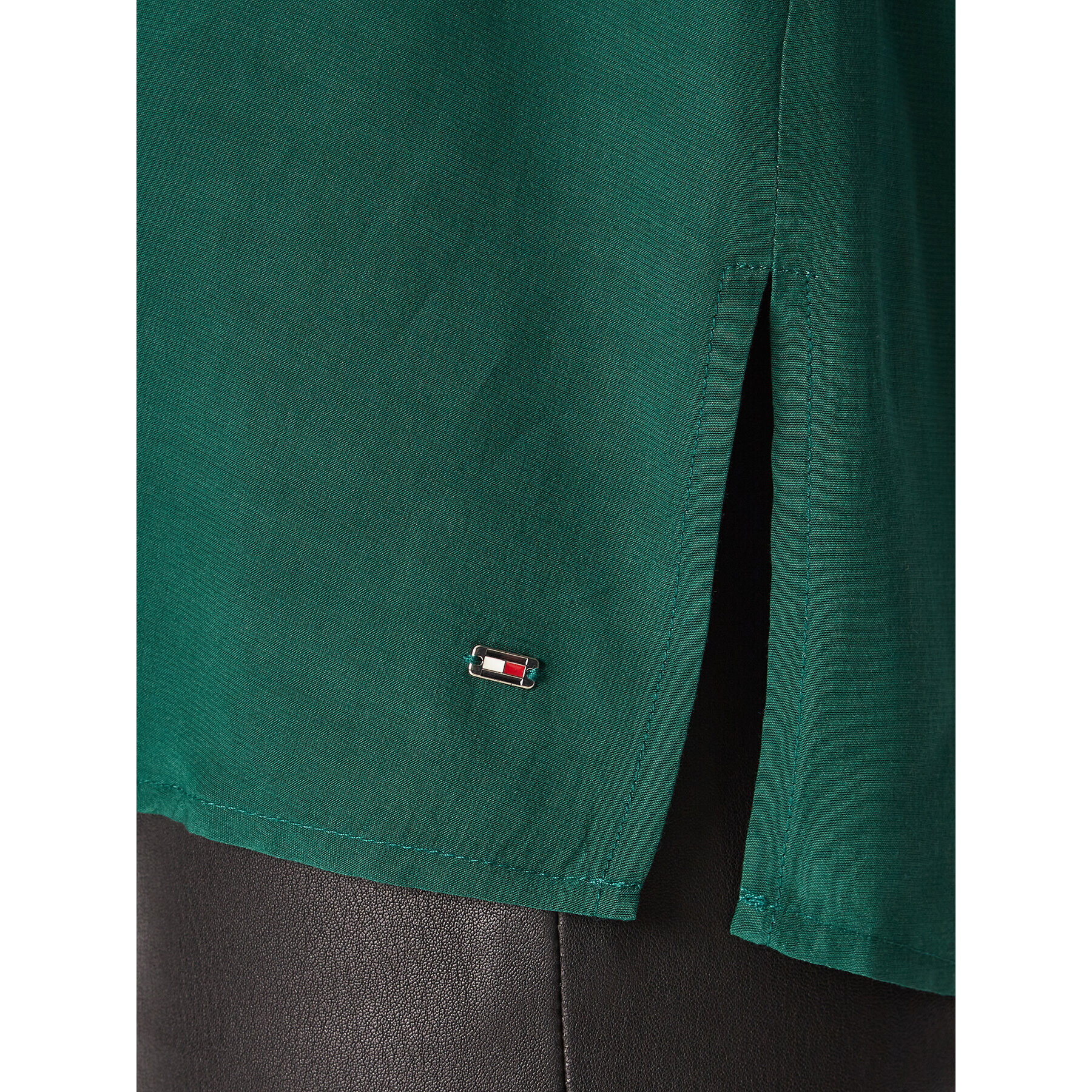 Tommy Hilfiger Bluză Solid WW0WW38350 Verde Regular Fit - Pled.ro