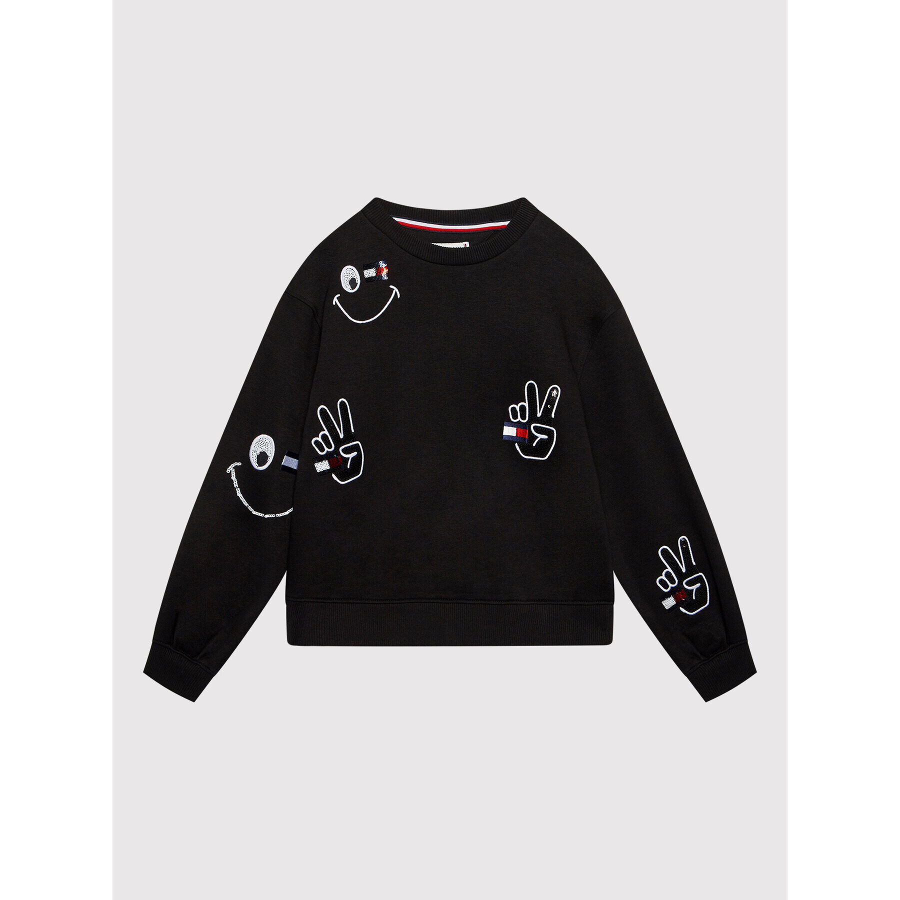 Tommy Hilfiger Bluză Sparkle Embroidery KG0KG06341 D Negru Relaxed Fit - Pled.ro