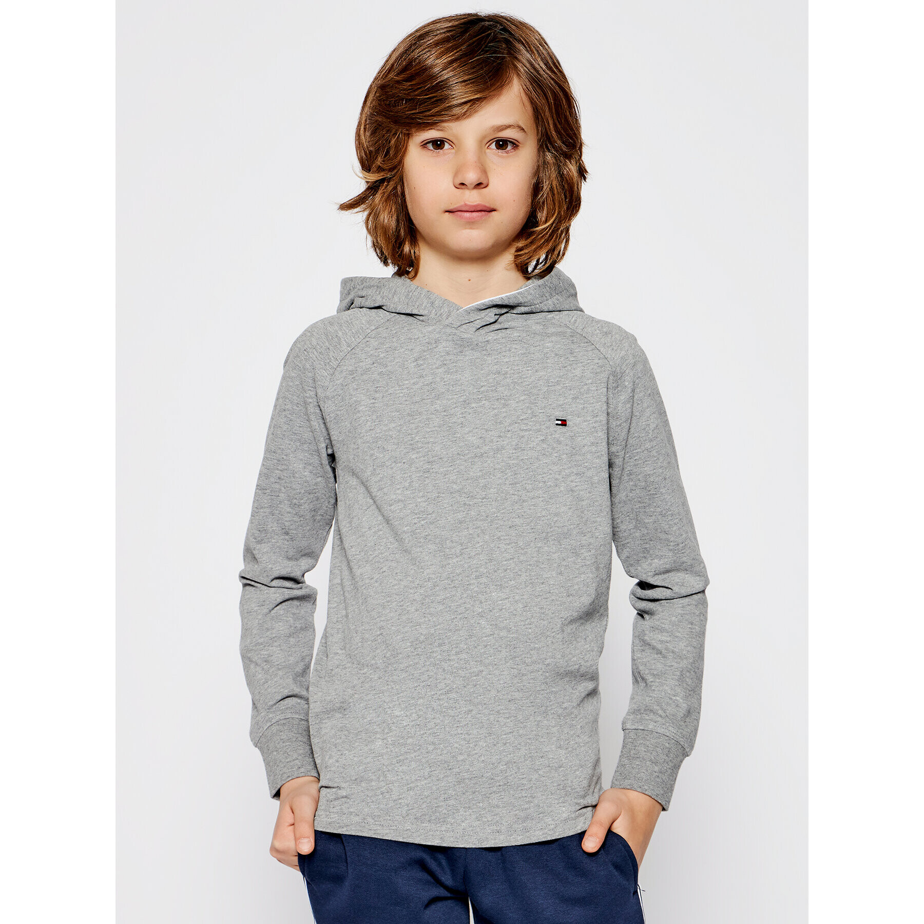 Tommy Hilfiger Bluză Tape Hoodie KB0KB06136 D Gri Regular Fit - Pled.ro