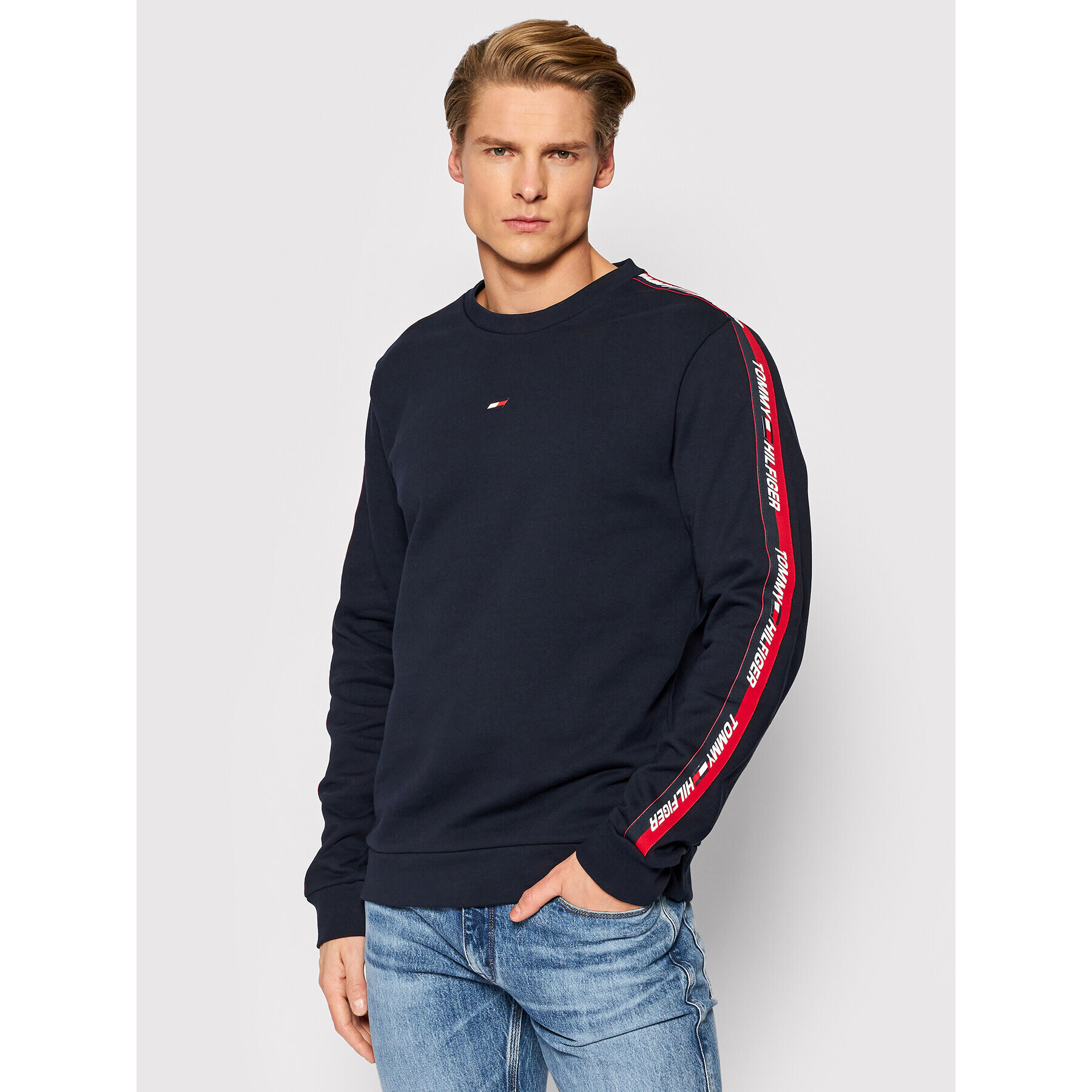 Tommy Hilfiger Bluză Tape MW0MW21281 Bleumarin Regular Fit - Pled.ro