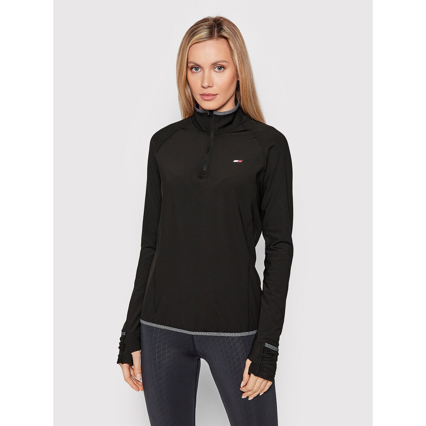 Tommy Hilfiger Bluză tehnică Brushed Midlayer S10S101128 Negru Regular Fit - Pled.ro