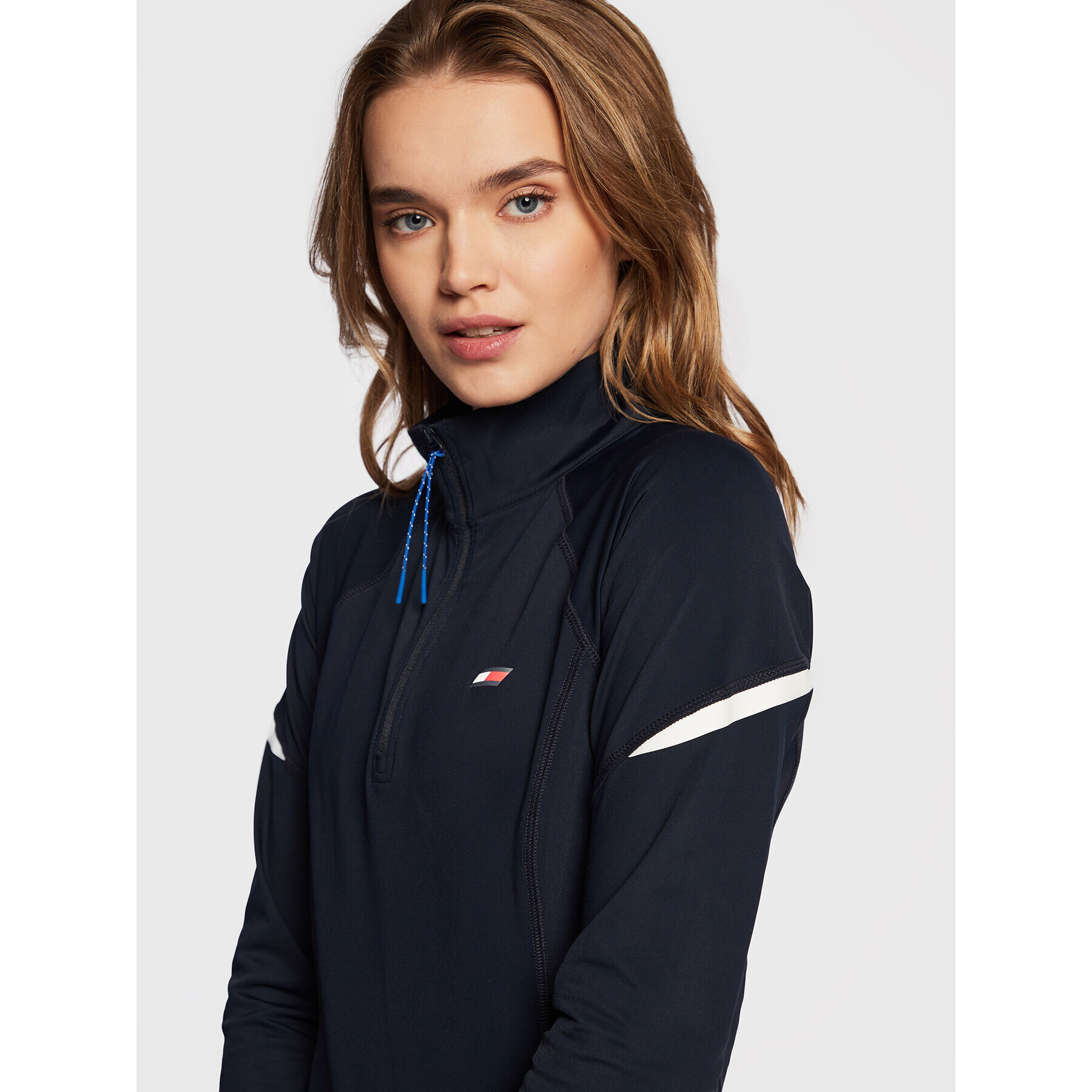 Tommy Hilfiger Bluză tehnică Reflective Thermal S10S101484 Bleumarin Slim Fit - Pled.ro