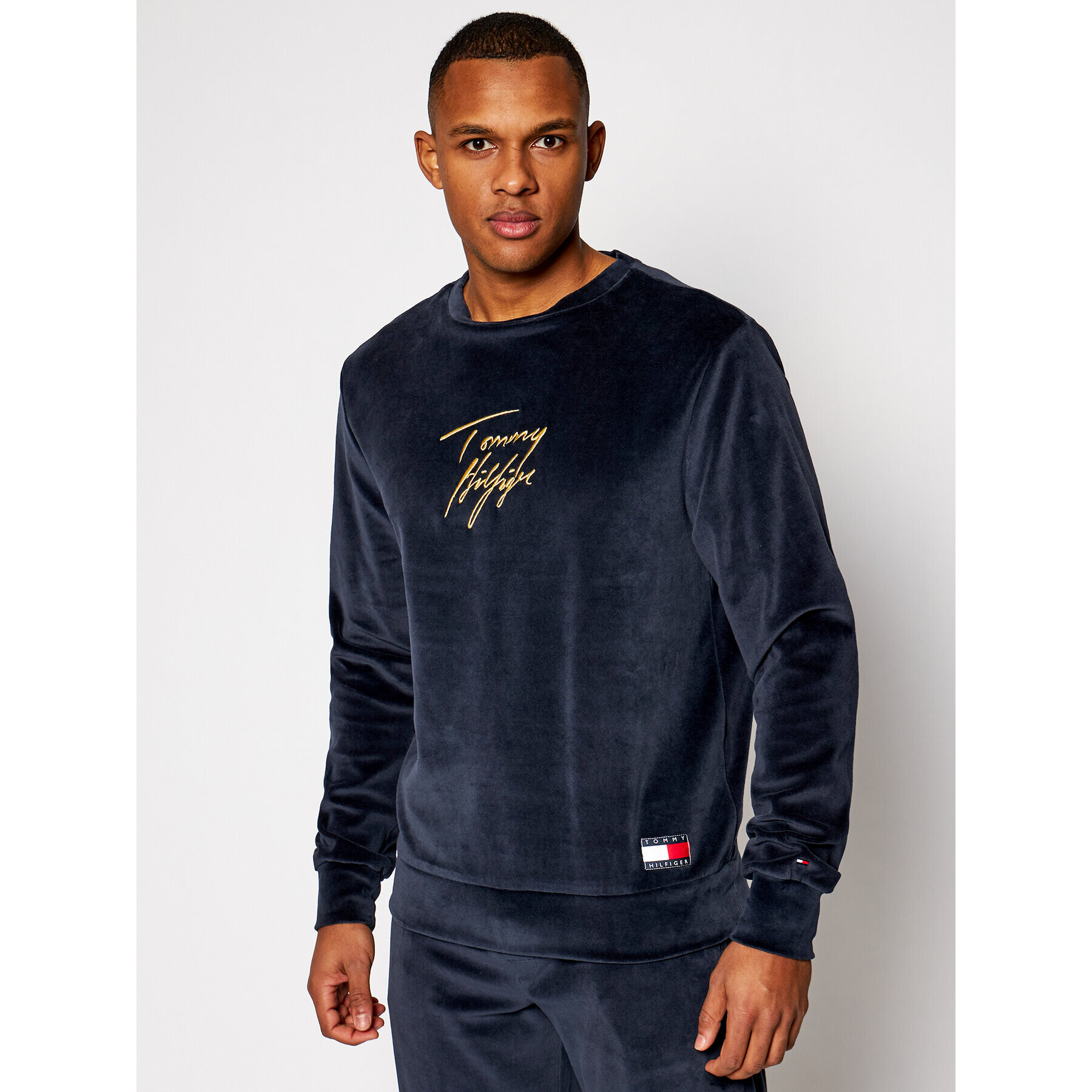 Tommy Hilfiger Bluză Track Ls Velour UM0UM01935 Bleumarin Regular Fit - Pled.ro