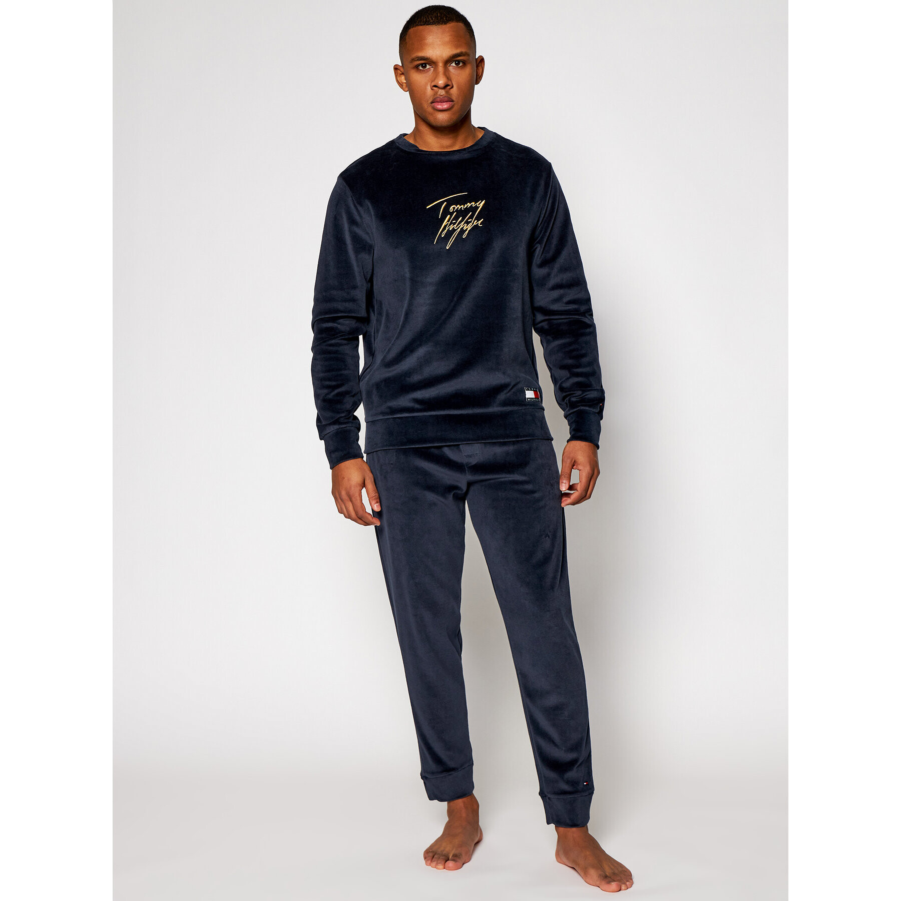 Tommy Hilfiger Bluză Track Ls Velour UM0UM01935 Bleumarin Regular Fit - Pled.ro