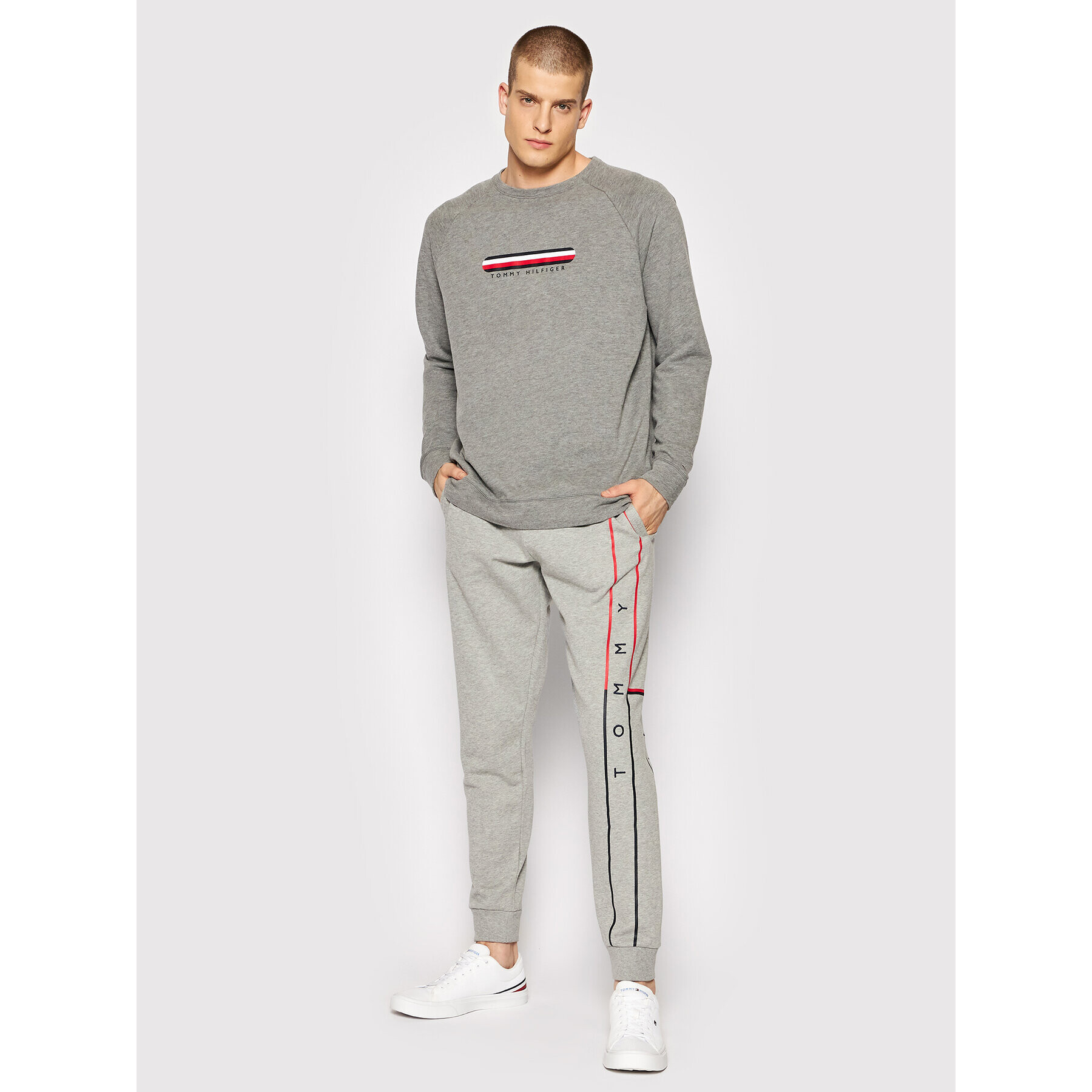 Tommy Hilfiger Bluză Track Top UM0UM02363 Gri Regular Fit - Pled.ro