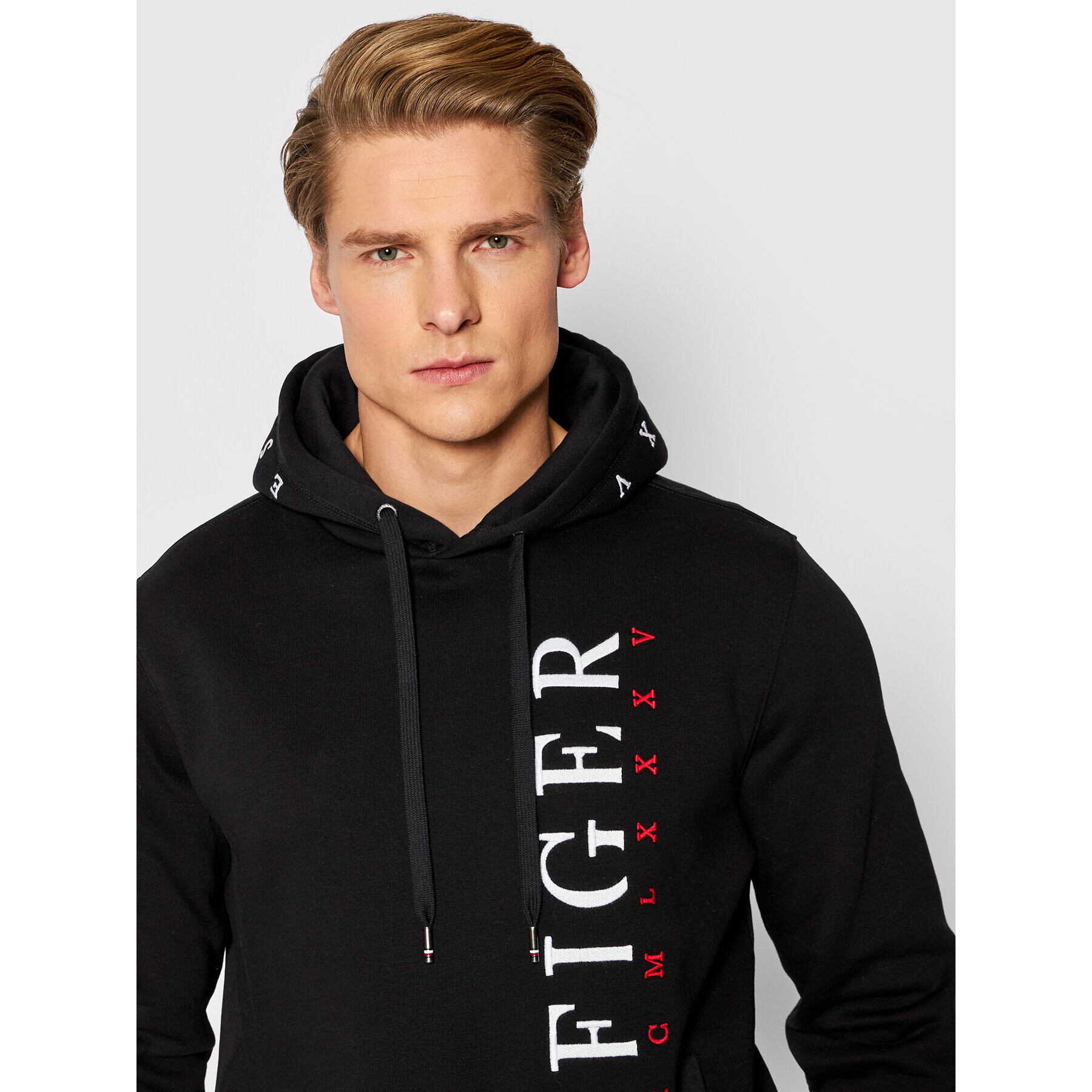 Tommy Hilfiger Bluză Vertical MW0MW22146 Negru Regular Fit - Pled.ro