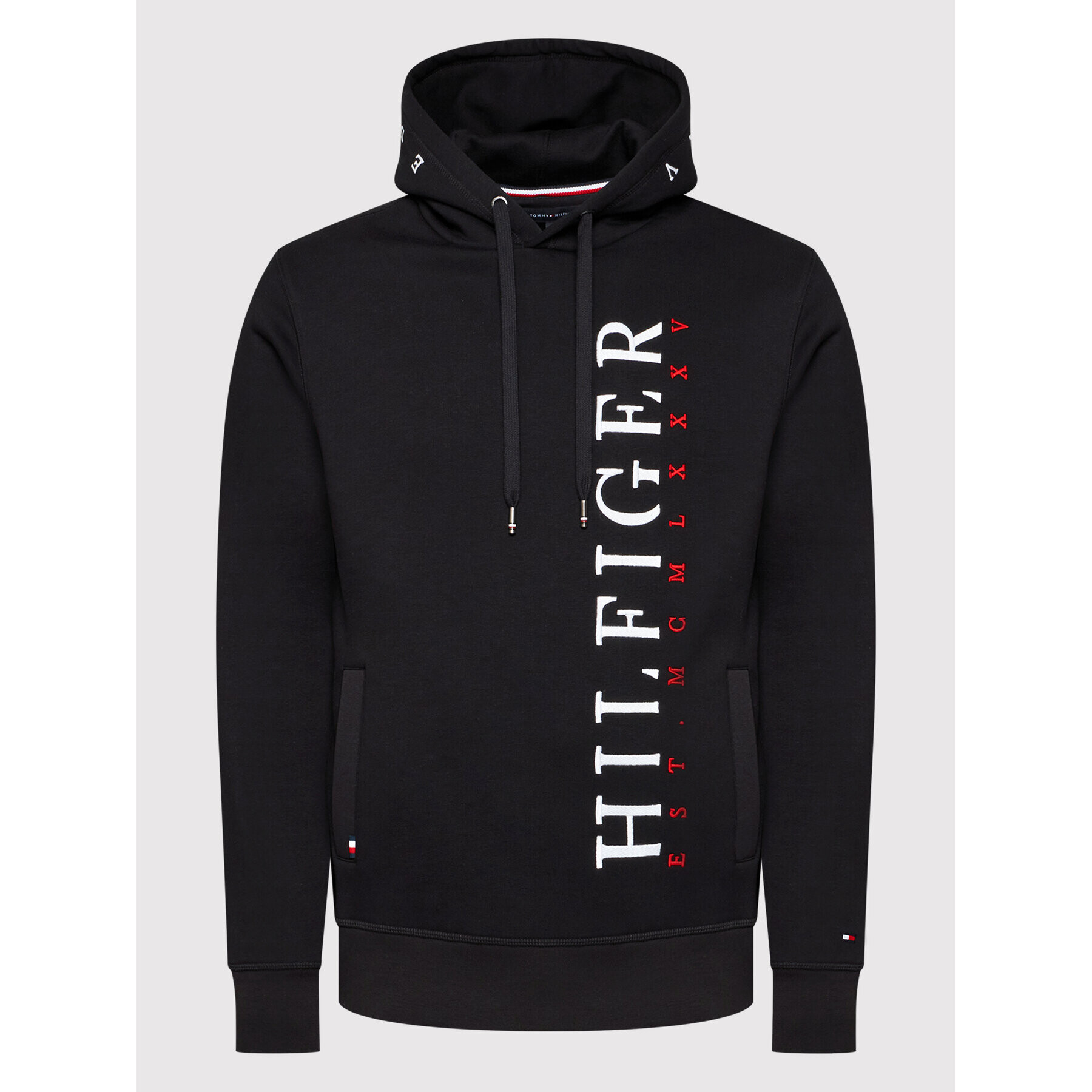 Tommy Hilfiger Bluză Vertical MW0MW22146 Negru Regular Fit - Pled.ro