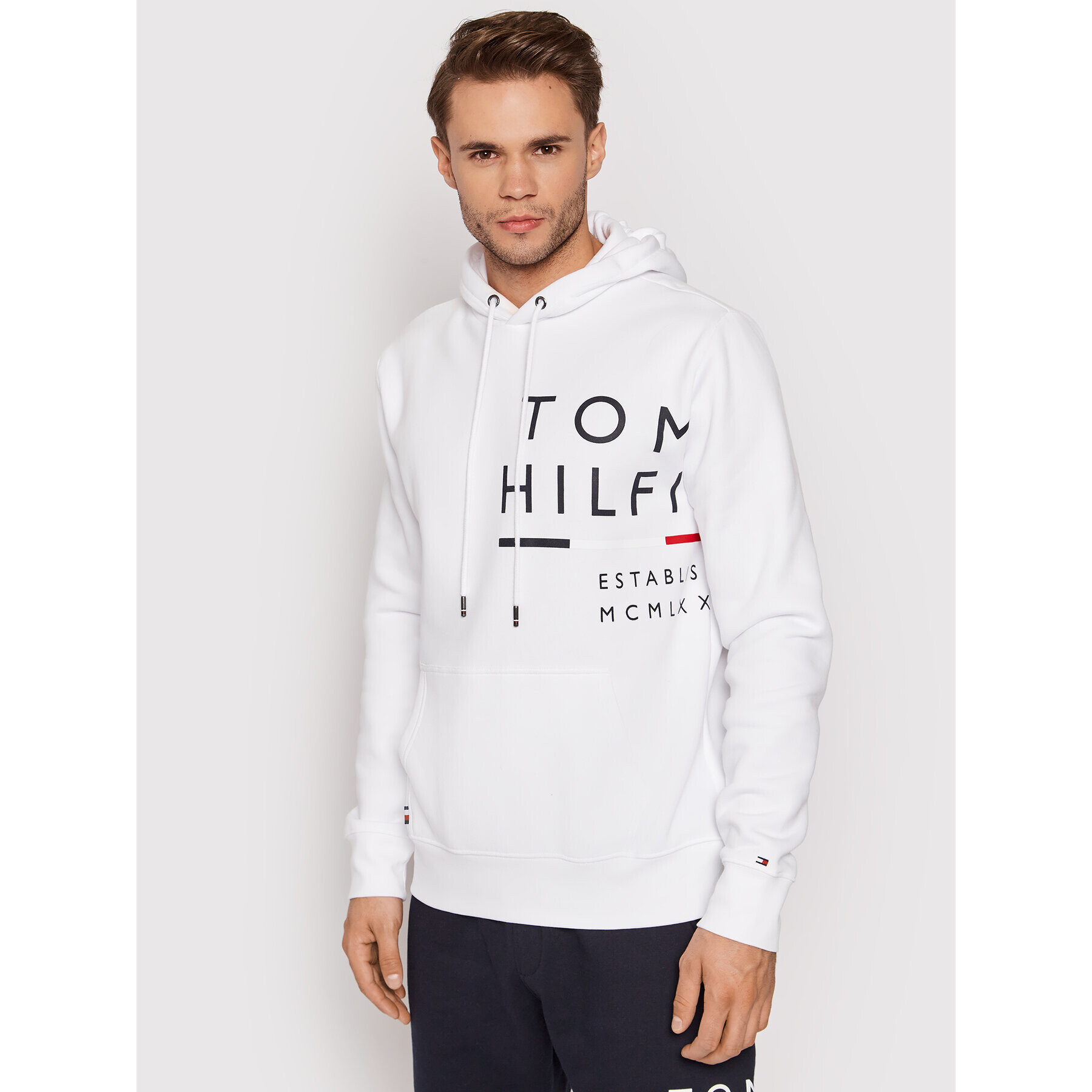 Tommy Hilfiger Bluză Wrap Around Graphic MW0MW20119 Alb Regular Fit - Pled.ro