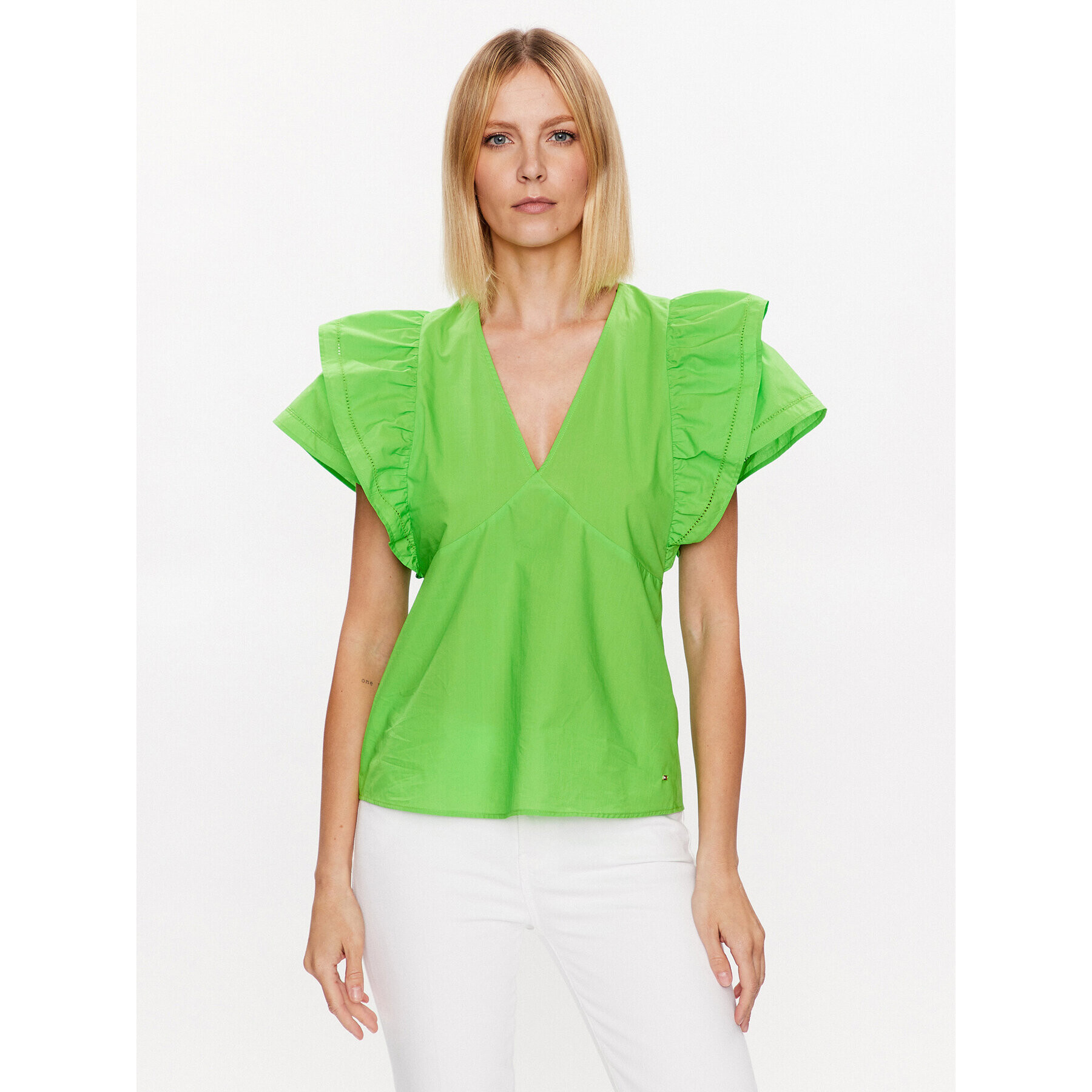 Tommy Hilfiger Bluză WW0WW38739 Verde Relaxed Fit - Pled.ro