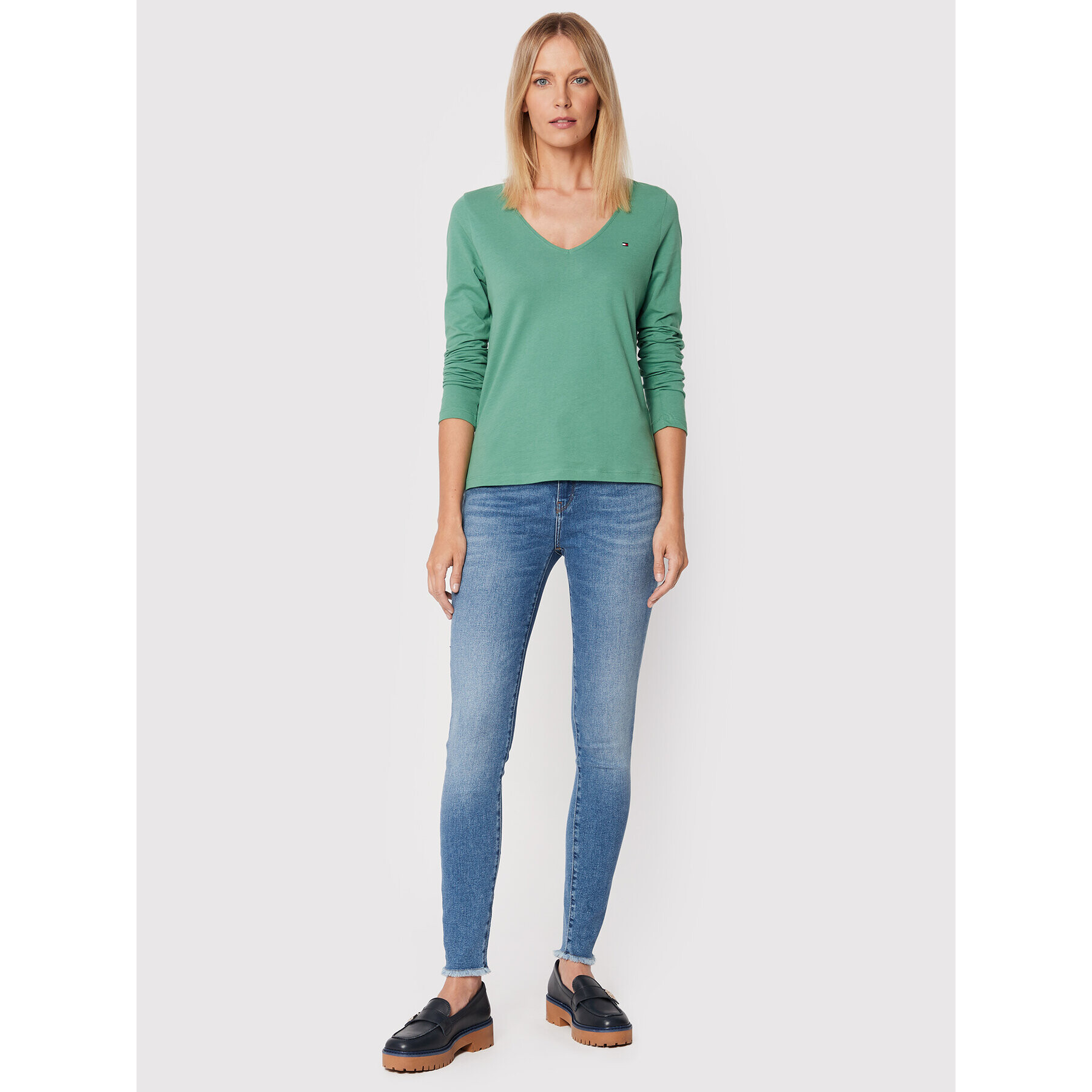 Tommy Hilfiger Bluză Classic WW0WW30489 Verde Regular Fit - Pled.ro