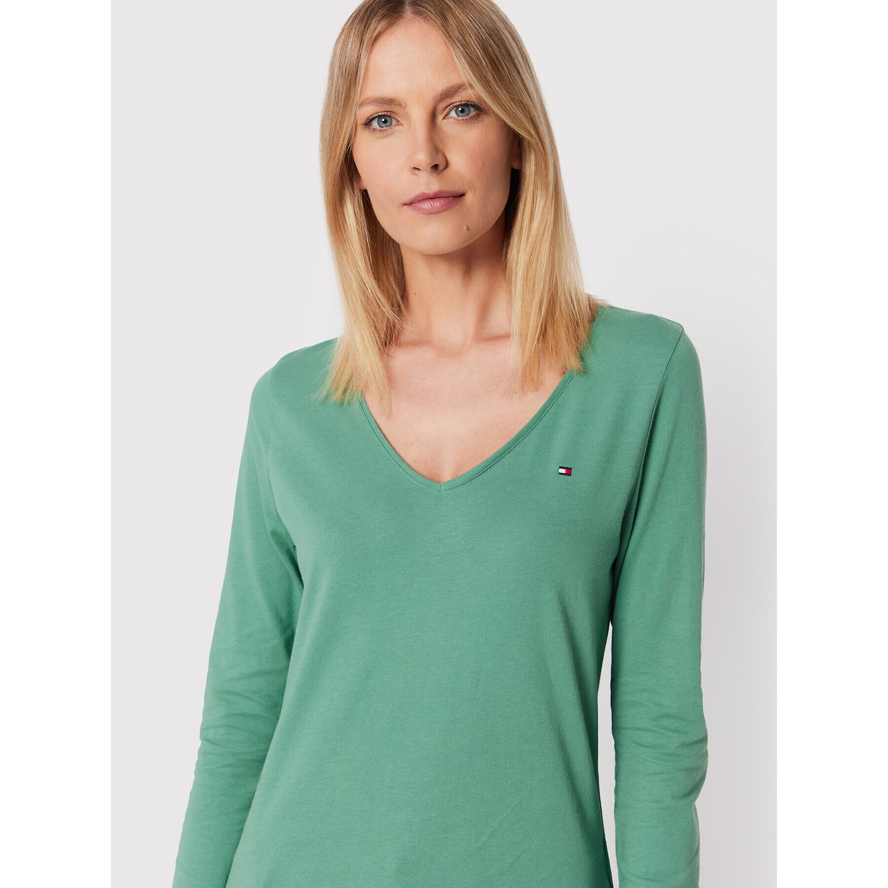 Tommy Hilfiger Bluză Classic WW0WW30489 Verde Regular Fit - Pled.ro