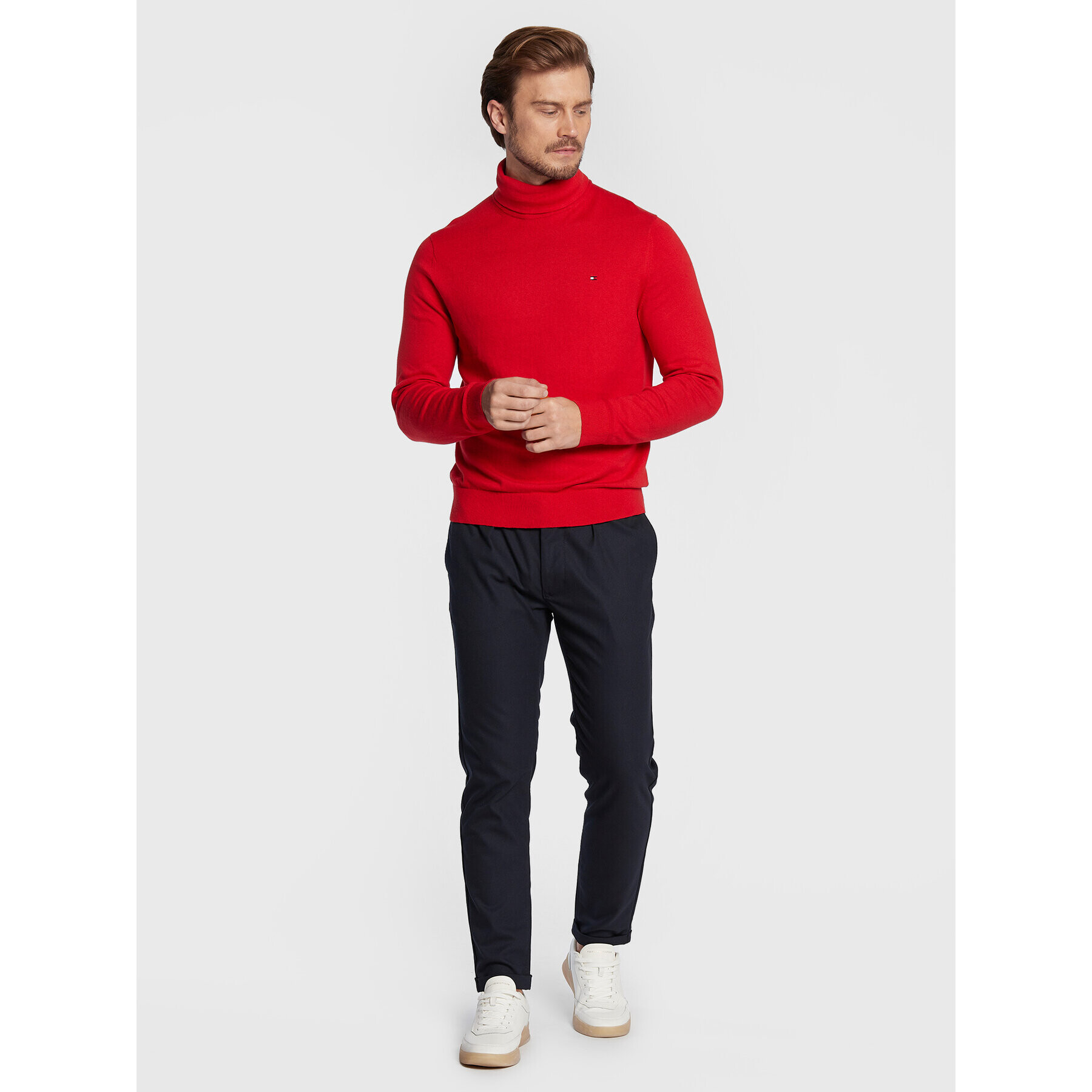 Tommy Hilfiger Bluză cu gât MW0MW28048 Roșu Regular Fit - Pled.ro