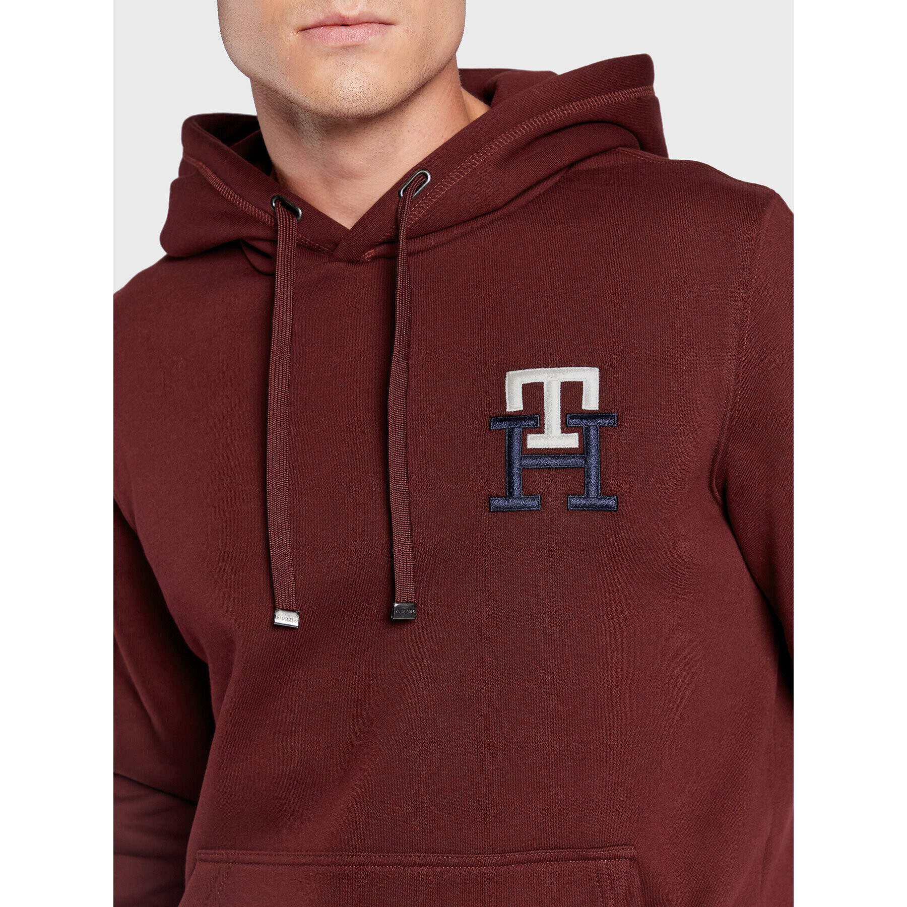 Tommy Hilfiger Bluză Essential Monogram MW0MW28677 Vișiniu Regular Fit - Pled.ro