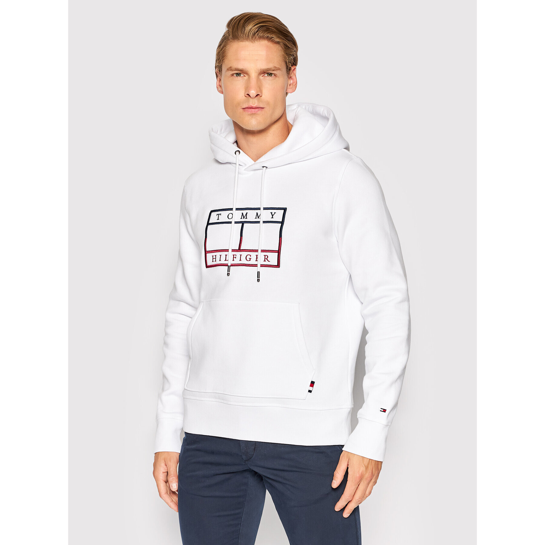 Tommy Hilfiger Bluză Flag MW0MW25600 Alb Regular Fit - Pled.ro