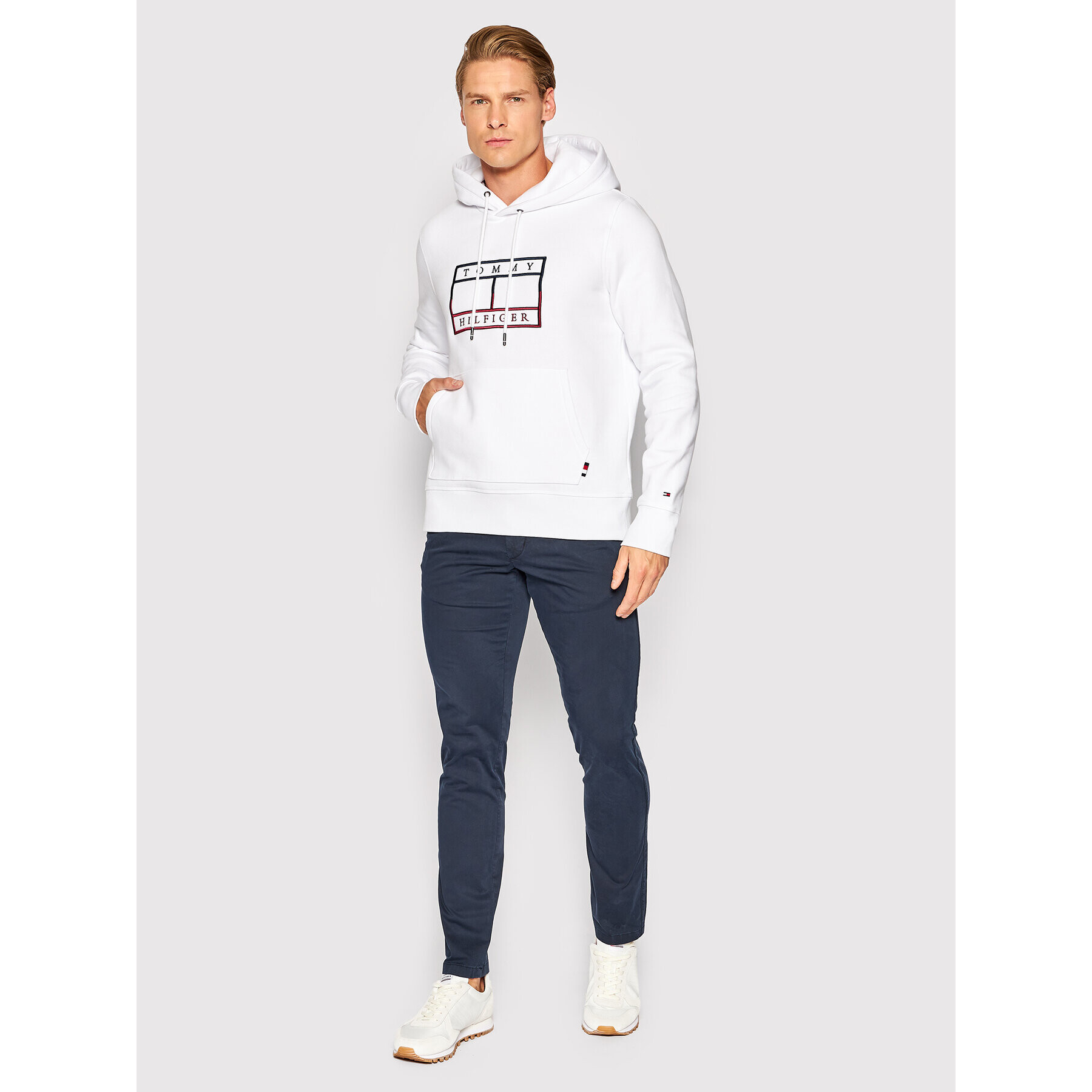 Tommy Hilfiger Bluză Flag MW0MW25600 Alb Regular Fit - Pled.ro