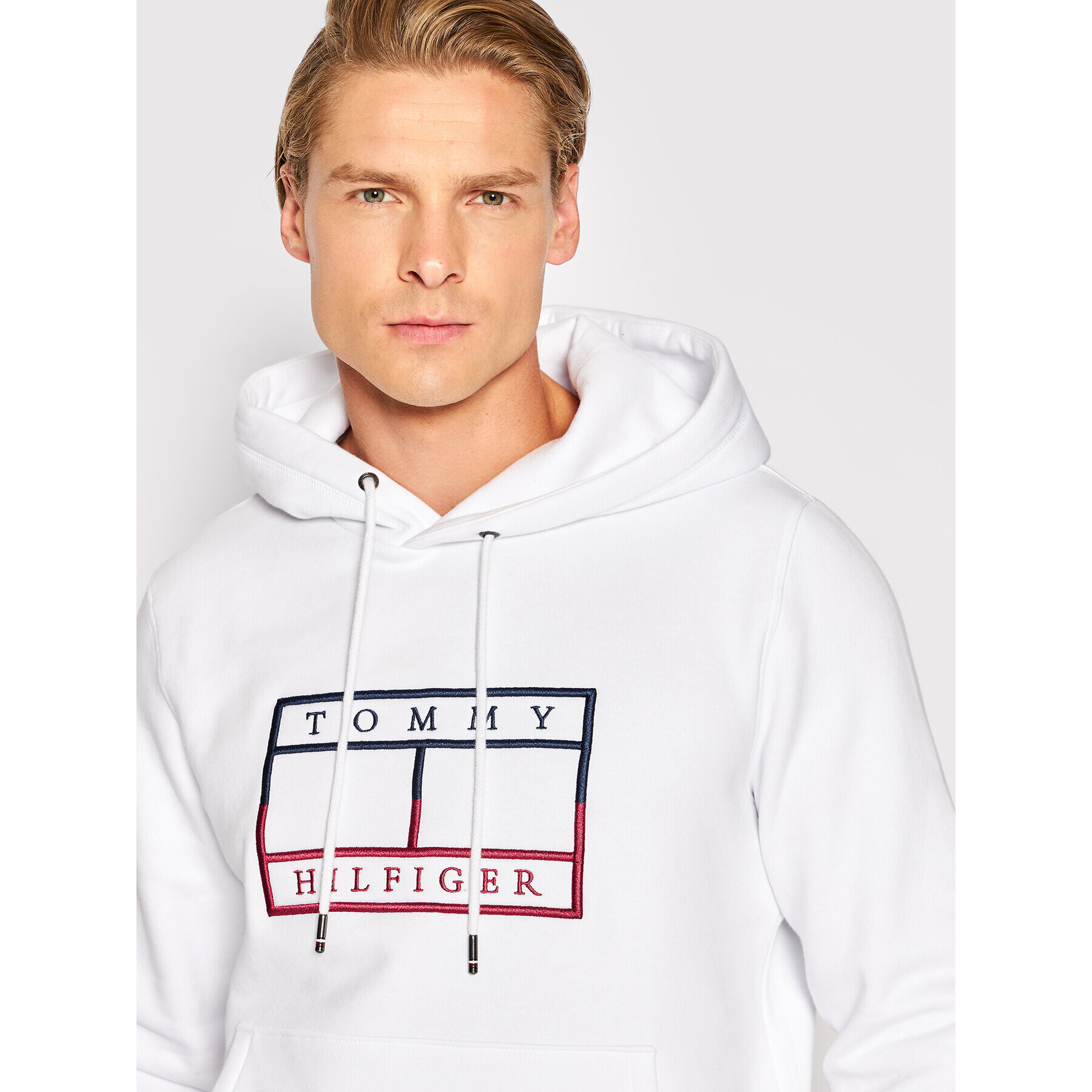 Tommy Hilfiger Bluză Flag MW0MW25600 Alb Regular Fit - Pled.ro