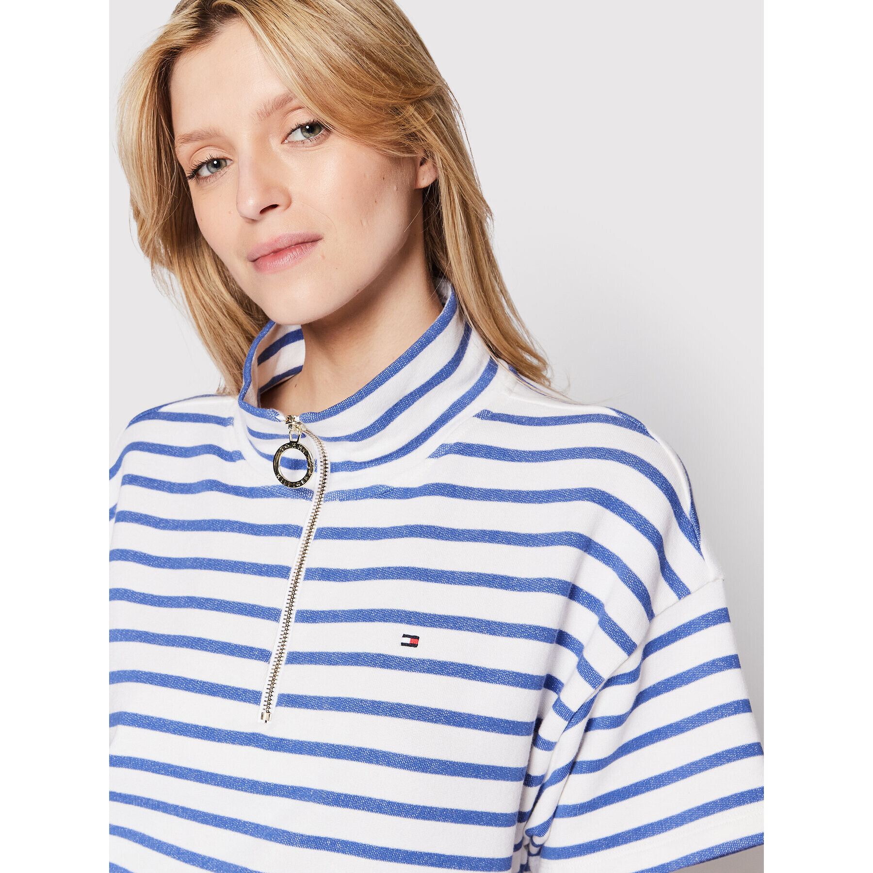 Tommy Hilfiger Bluză Half-Zip WW0WW33910 Albastru Relaxed Fit - Pled.ro