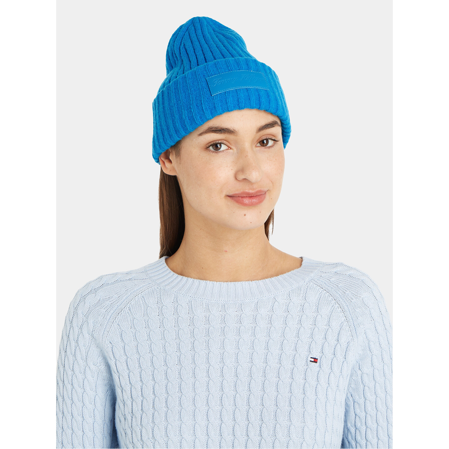 Tommy Hilfiger Căciulă Tommy Twist Beanie AW0AW15325 Albastru - Pled.ro