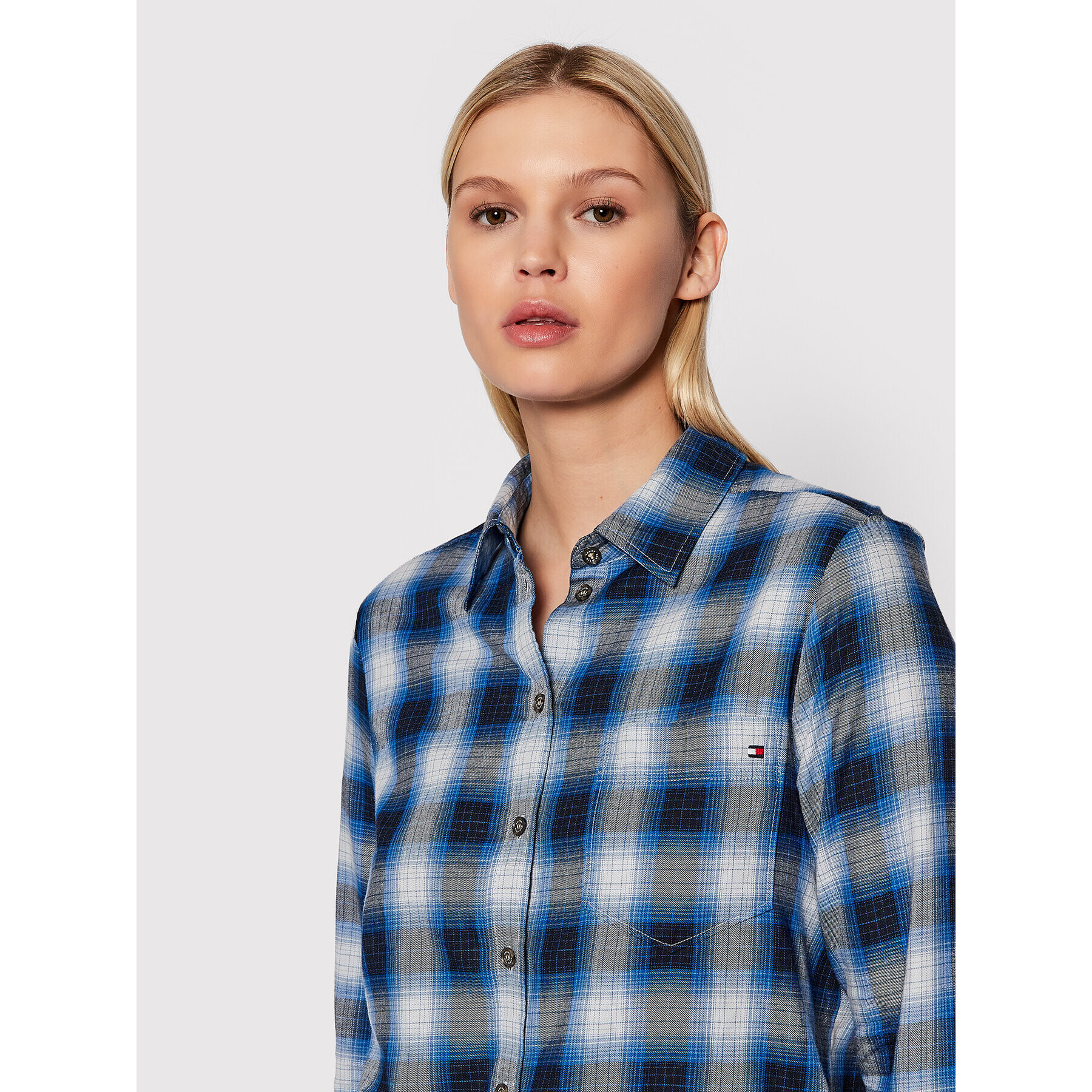 Tommy Hilfiger Cămașă Check Flannel WW0WW31395 Bleumarin Relaxed Fit - Pled.ro