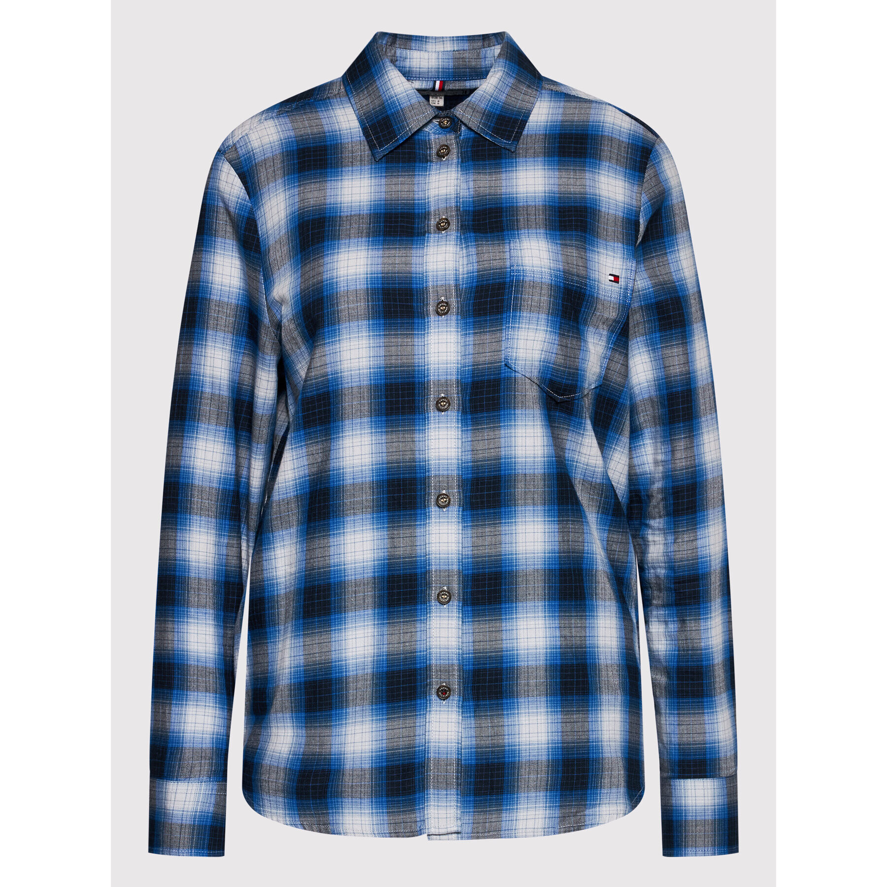 Tommy Hilfiger Cămașă Check Flannel WW0WW31395 Bleumarin Relaxed Fit - Pled.ro