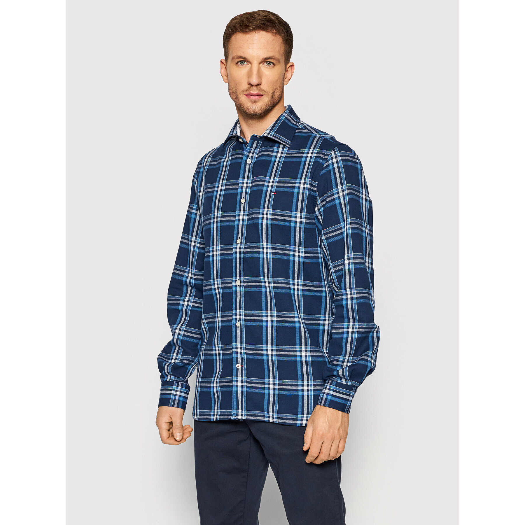 Tommy Hilfiger Cămașă Flex Dobby MW0MW20588 Bleumarin Regular Fit - Pled.ro