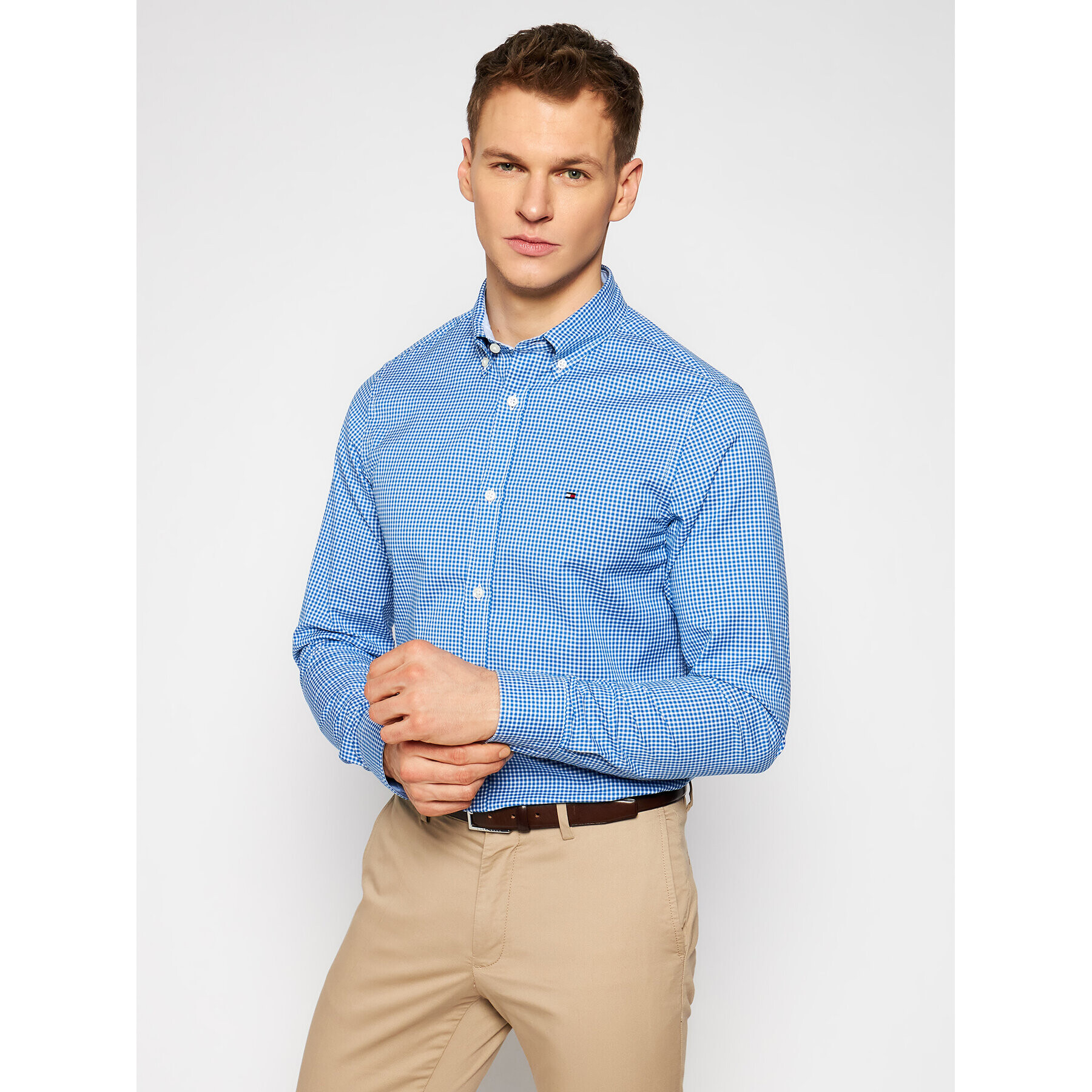 Tommy Hilfiger Cămașă Gingham MW0MW18340 Albastru Slim Fit - Pled.ro