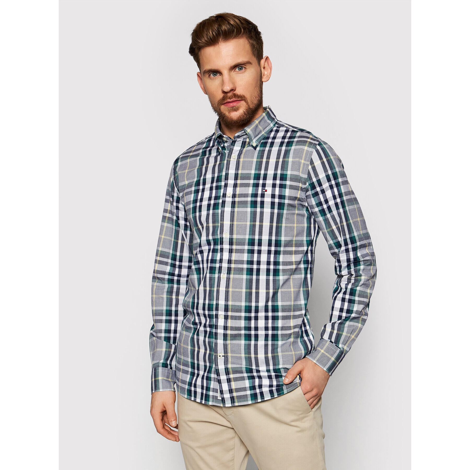 Tommy Hilfiger Cămașă Midscale Check MW0MW17570 Verde Regular Fit - Pled.ro