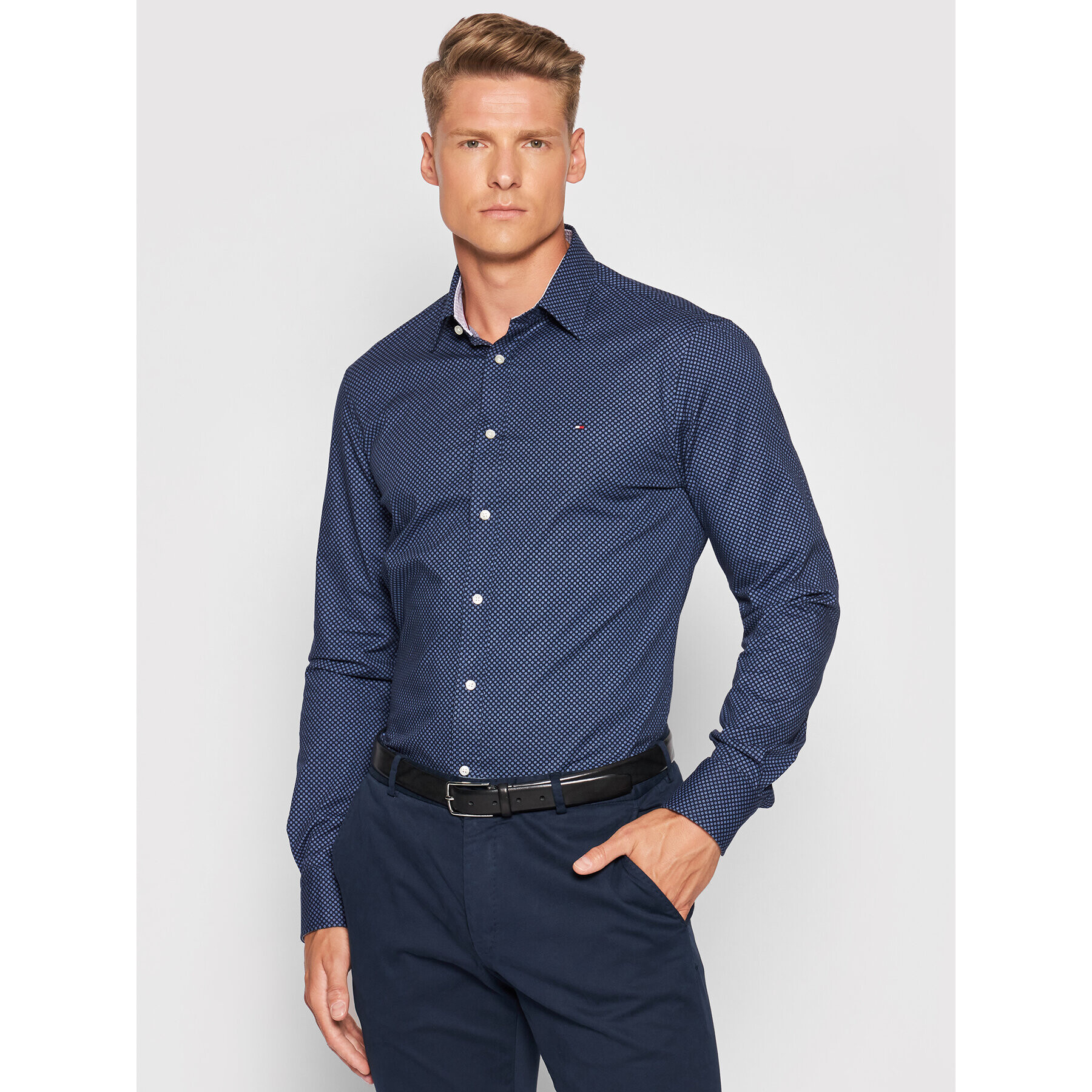 Tommy Hilfiger Cămașă Mini All Over Print MW0MW17478 Bleumarin Slim Fit - Pled.ro