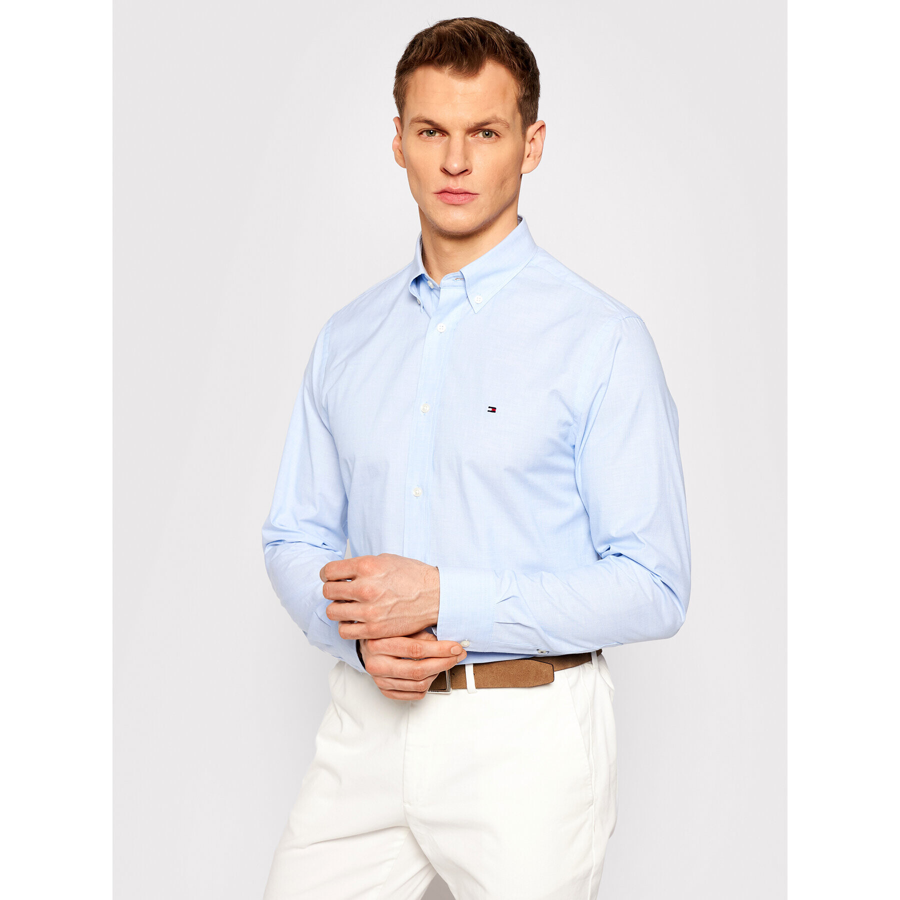 Tommy Hilfiger Cămașă Natural Soft Poplin MW0MW18339 Albastru Regular Fit - Pled.ro