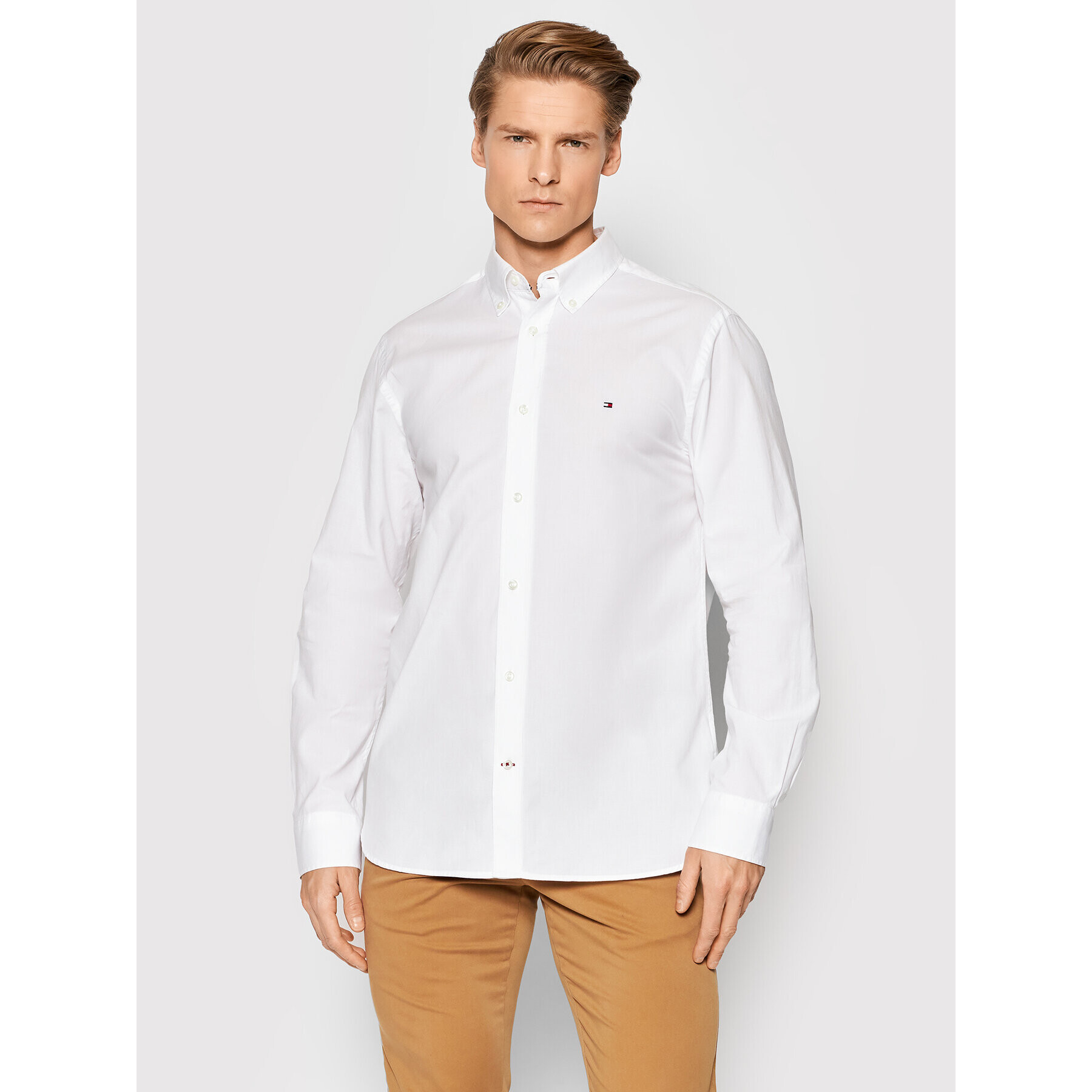 Tommy Hilfiger Cămașă Natural Soft Poplin MW0MW21584 Alb Regular Fit - Pled.ro