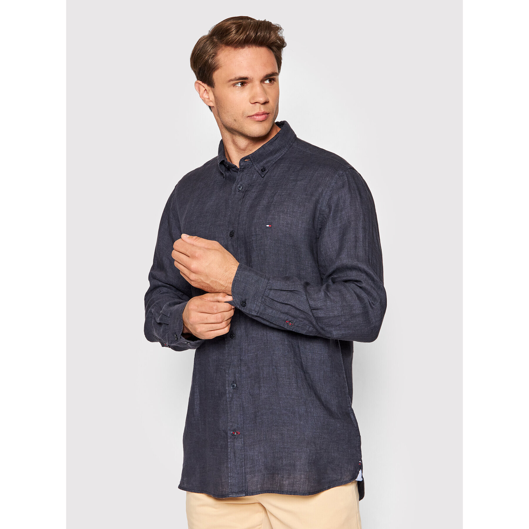 Tommy Hilfiger Cămașă Pigment Dyed MW0MW23147 Bleumarin Regular Fit - Pled.ro